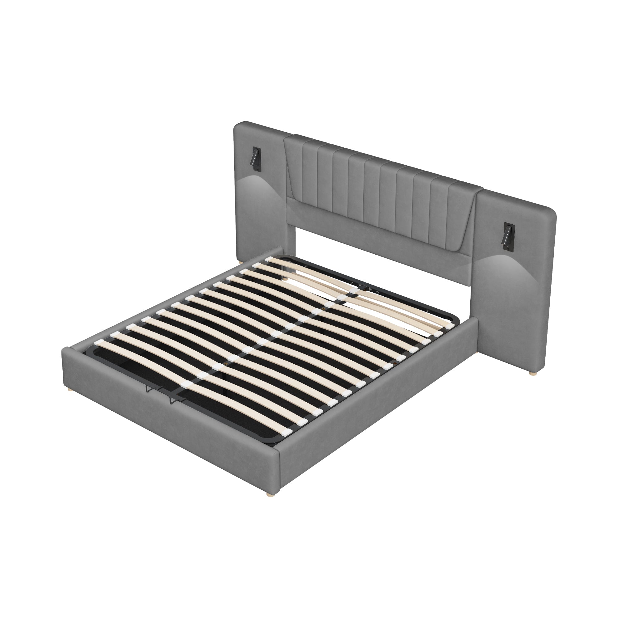 Logidon gestoffeerd bed 180x200 cm grijs met extra lange rugleuning