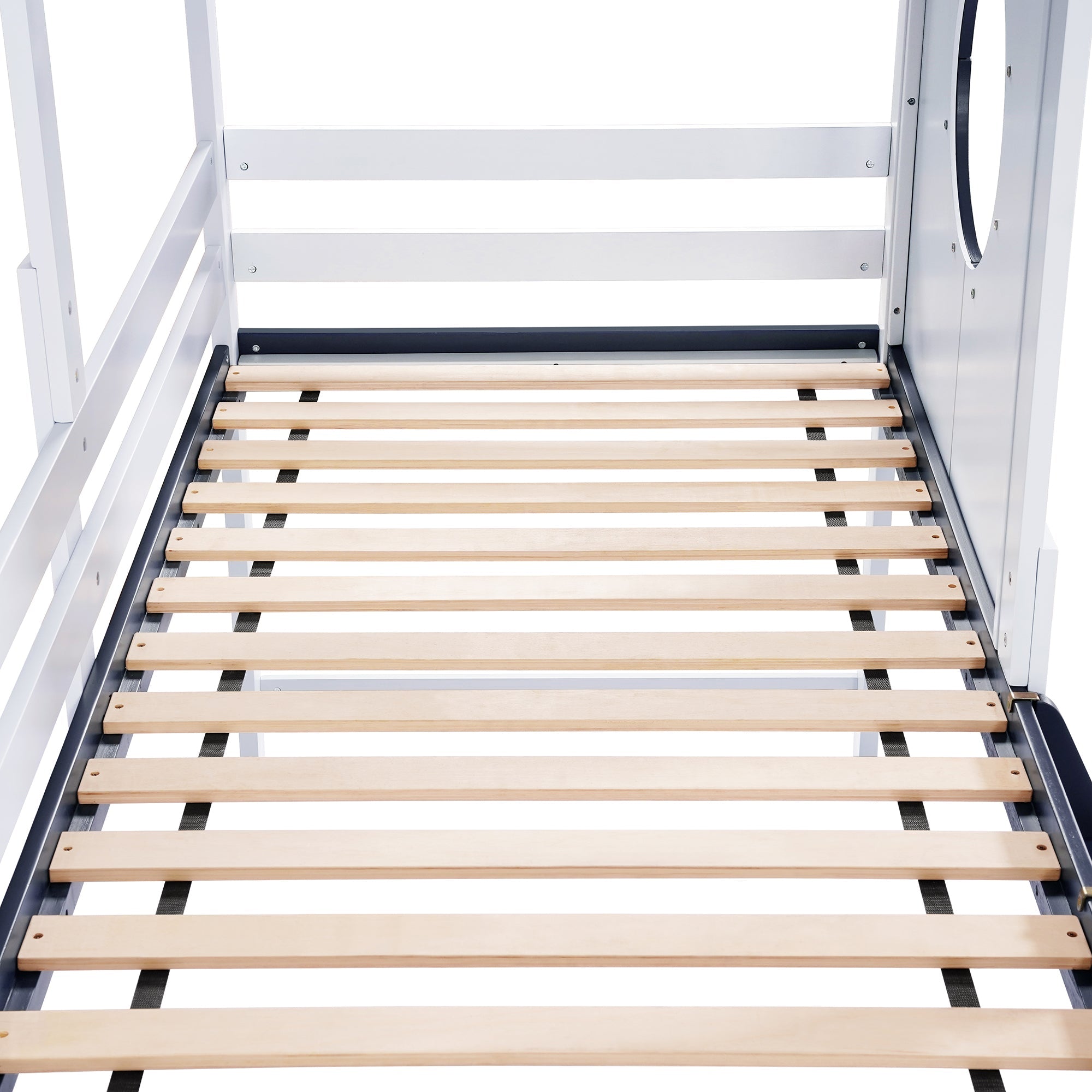 Logidon stapelbed halfhoogslaper 90x200 wit donkerblauw dakraam