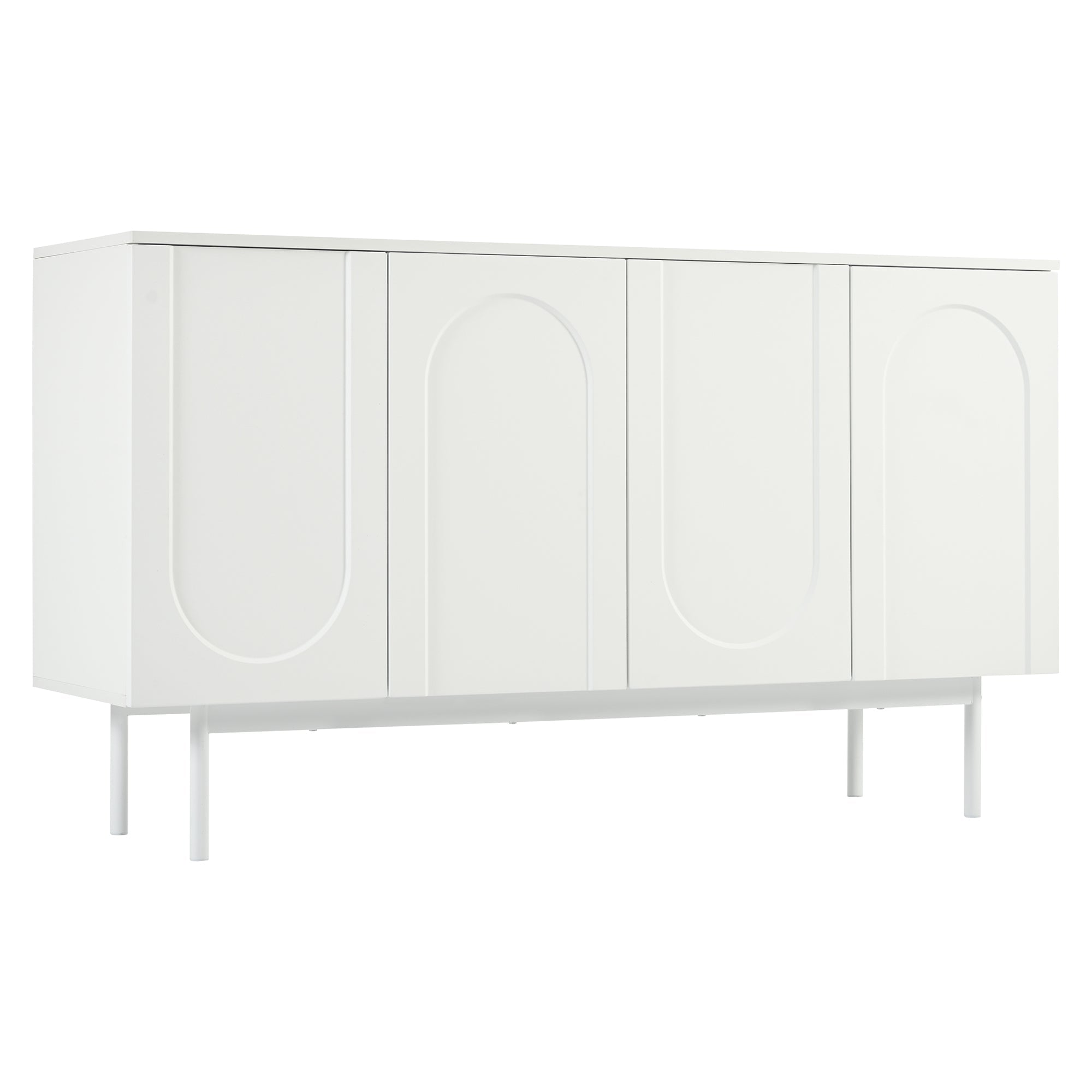 Logidon dressoir zuiver wit met 4 deuren in boogpatroon 140x42x80 cm