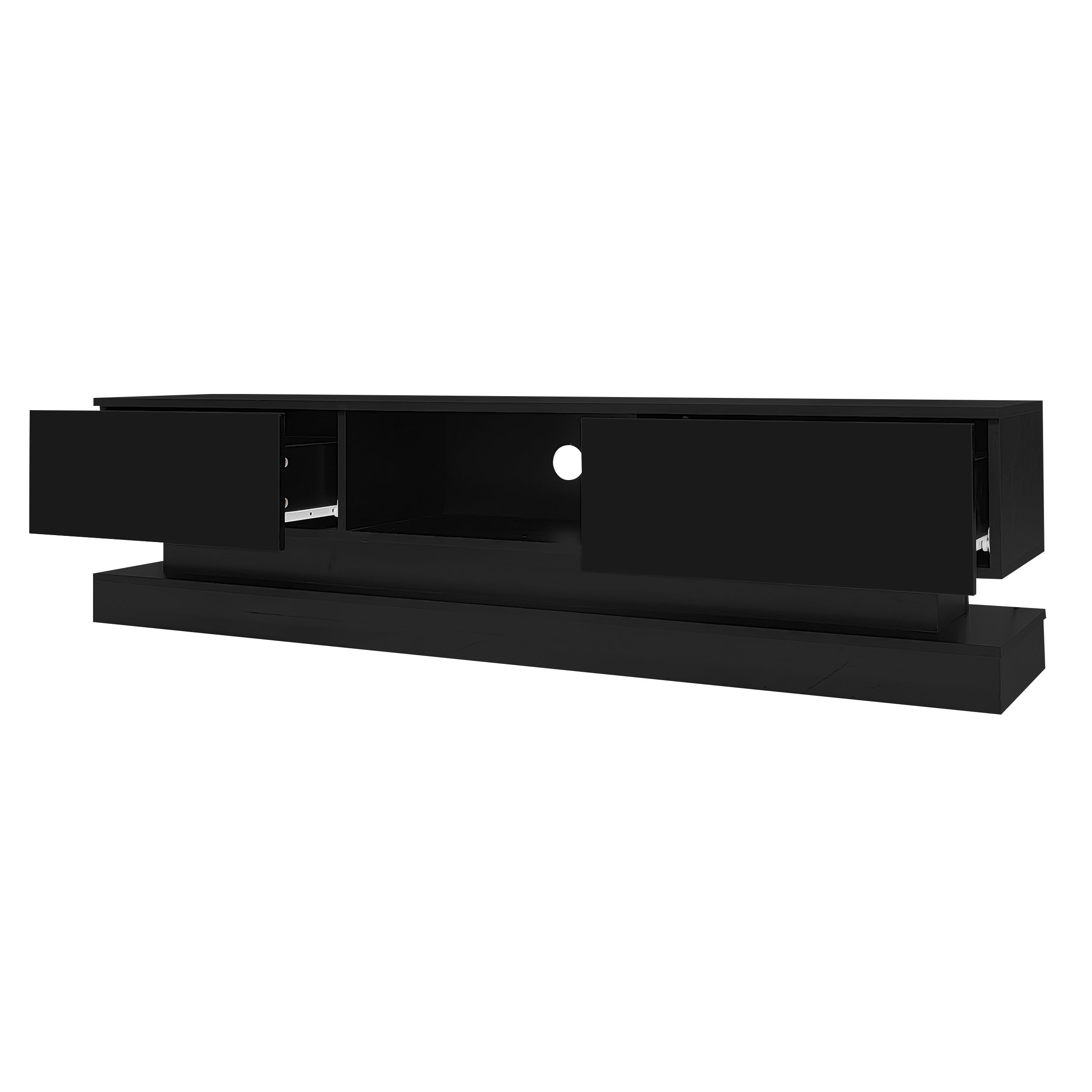 Logidon Zwart Hoogglans TV-meubel 160 CM Met LED 2 Laden