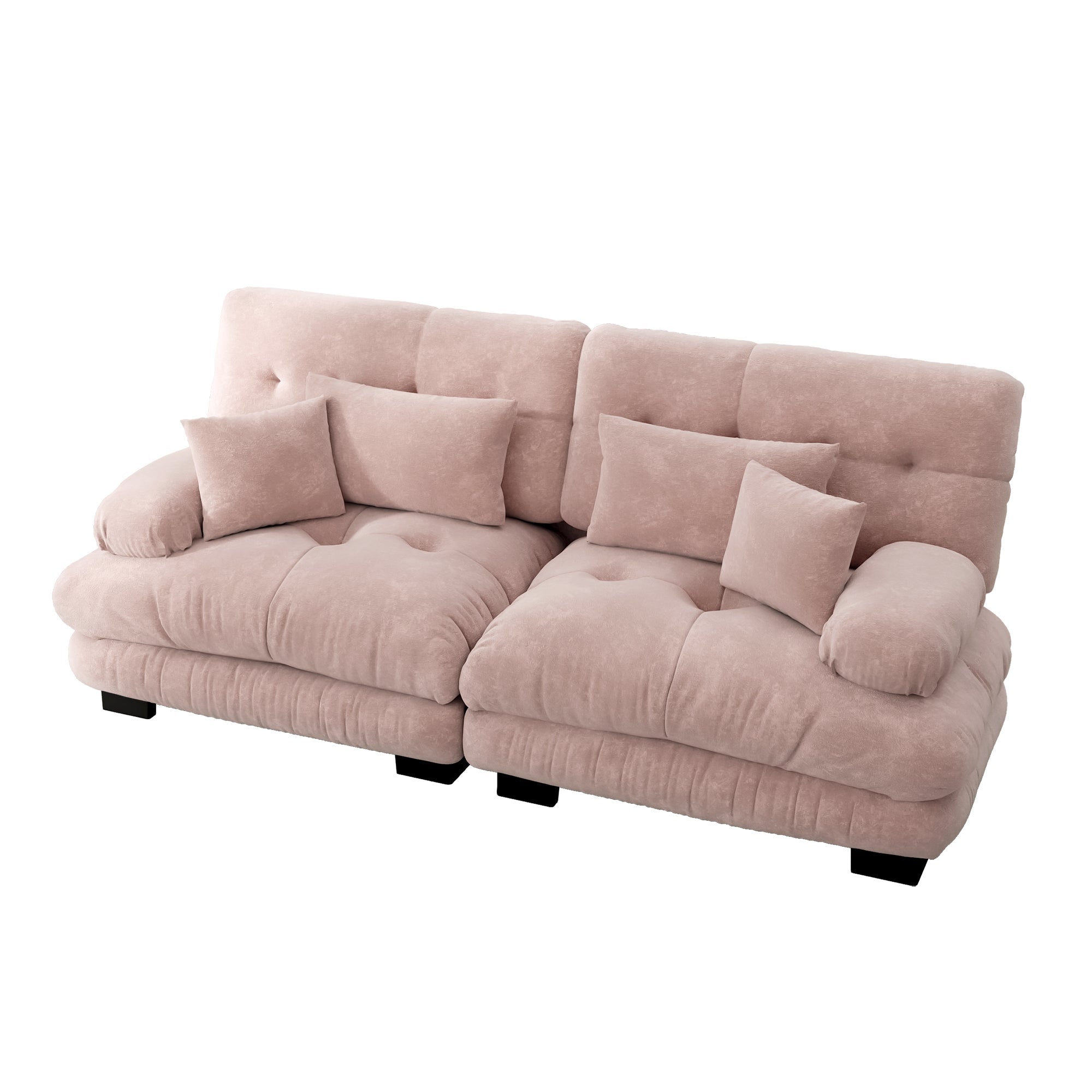 Logidon hoekbank fluweel roze vintage chenille 220 cm met lendenkussen