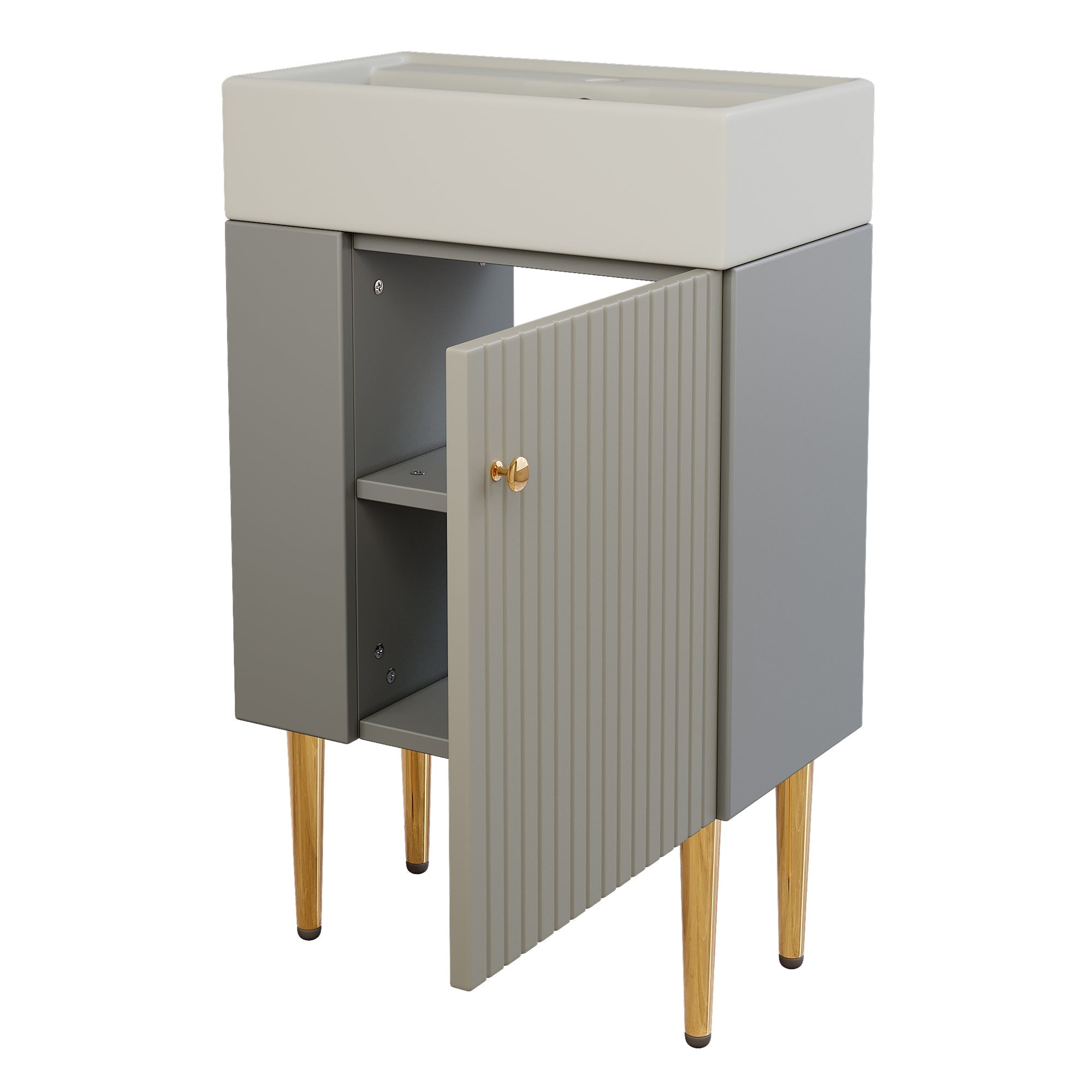 Logidon wastafel met onderkast 55 cm lichtgrijs MDF