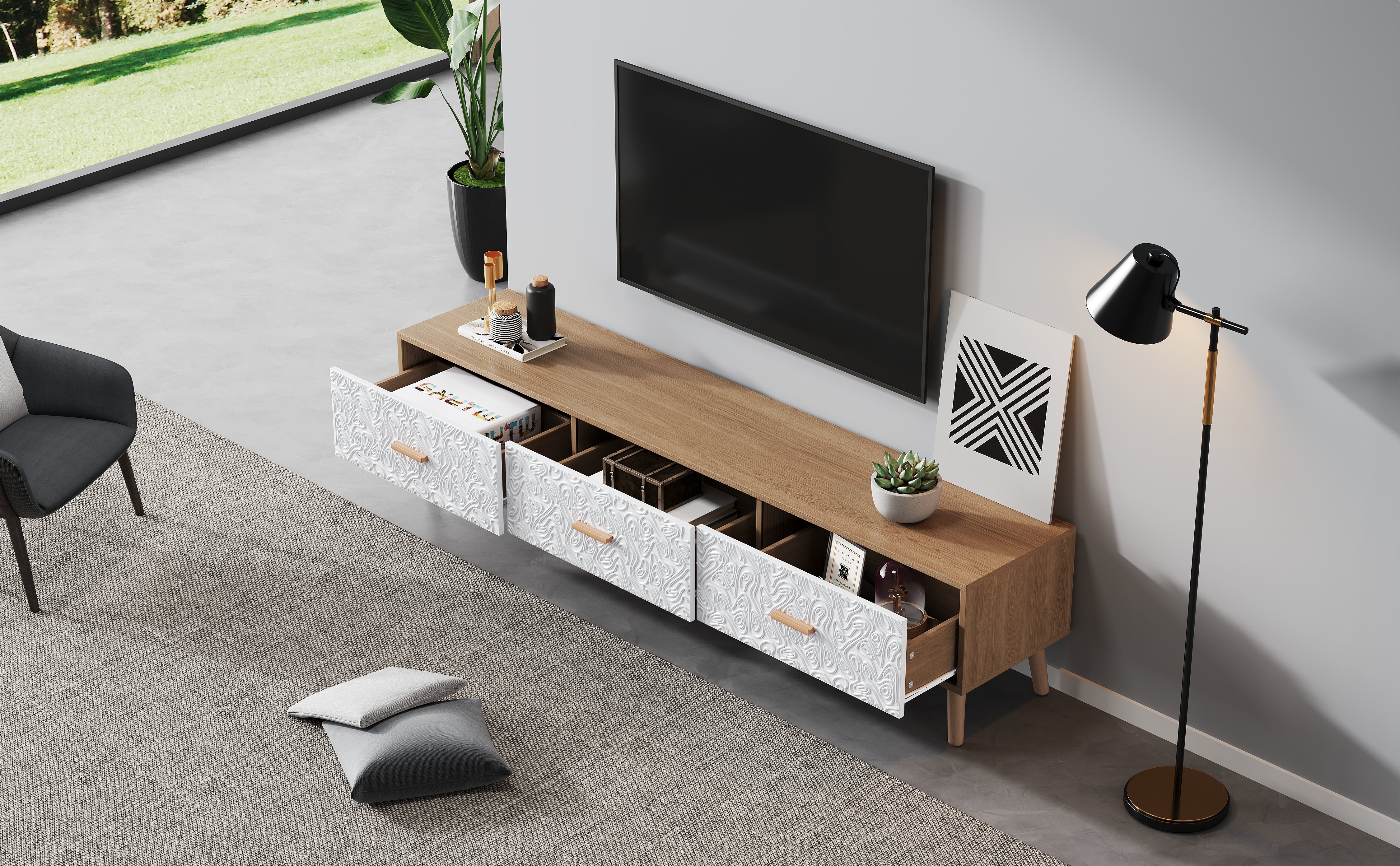 Logidon TV Laag Paneel Vintage Hout Wit Deurpaneel 150x39x35 cm