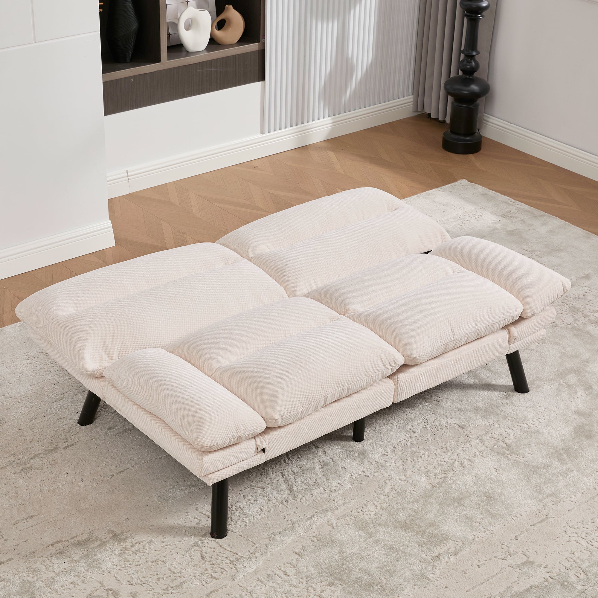 Logidon Moderne Tweezits Chenille Bank Beige Fluweel 165 x 90 x 76 cm