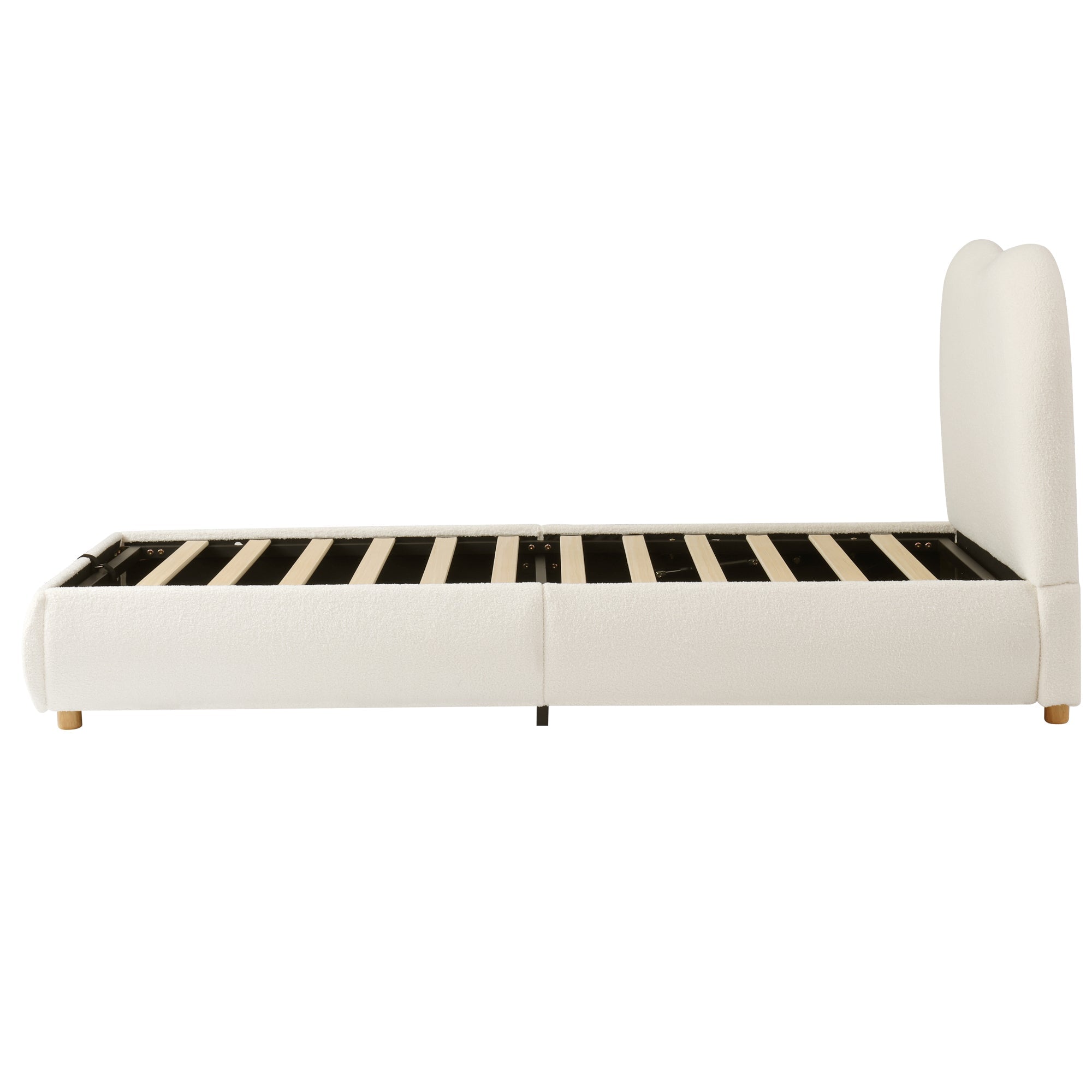 Logidon Hydraulisch Kinderbed 90 x 200 cm met Opbergruimte Beige Bouclé