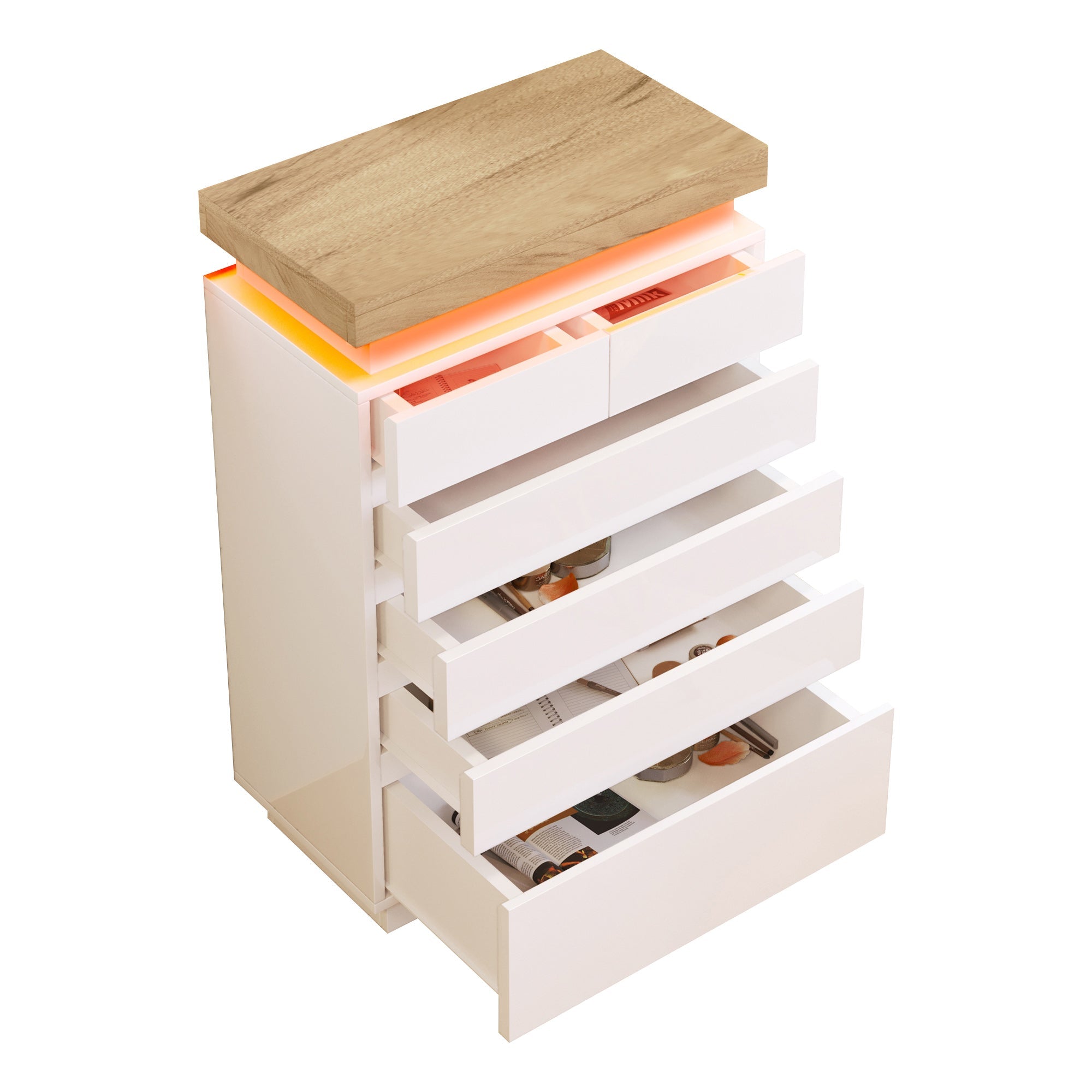 Logidon sideboard 6 drawers white 115x73x39 cm LED app control