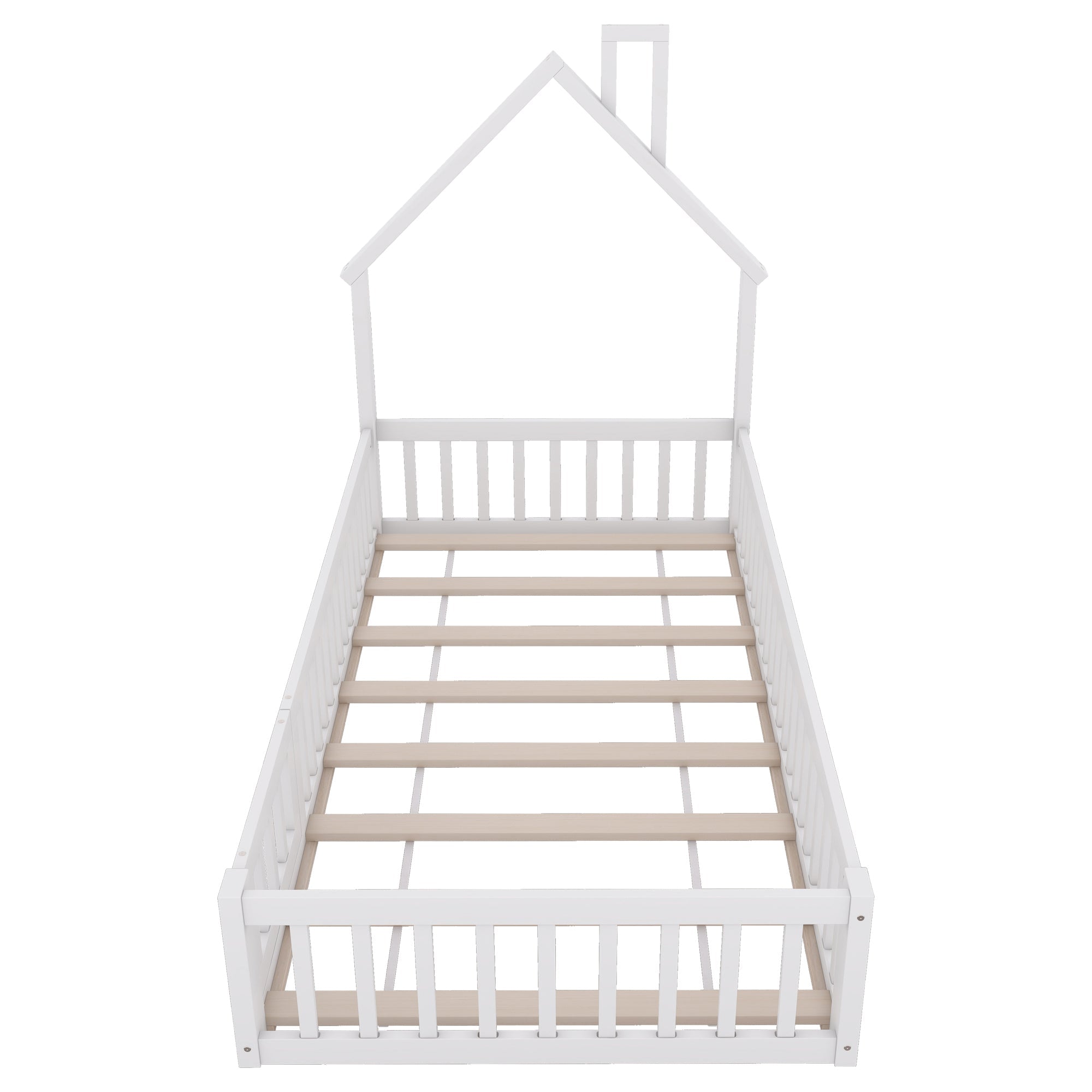 Logidon huisbed 90x200 cm schoorsteenvorm wit grenenhout