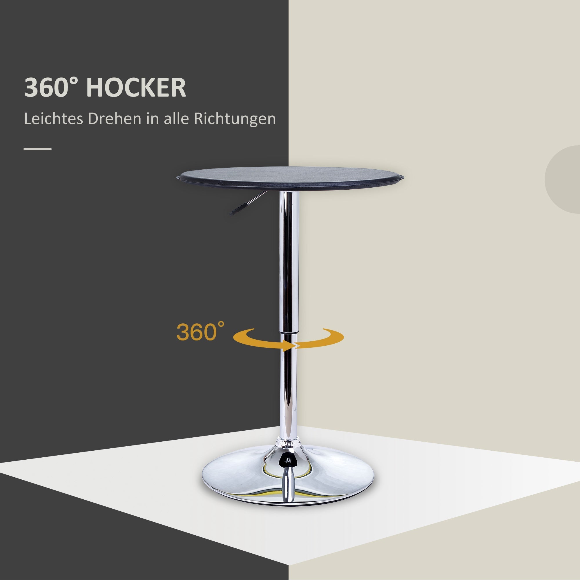 Logidon Ronde Bartafel Ø63 cm Zwart Verstelbaar met Kunstleer