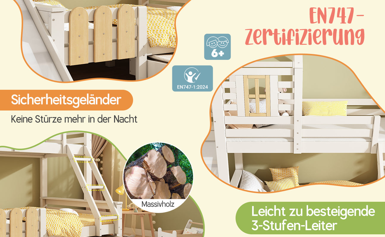 Logidon stapelbed 90x200/140x200 schuiflaadladder blokhut design