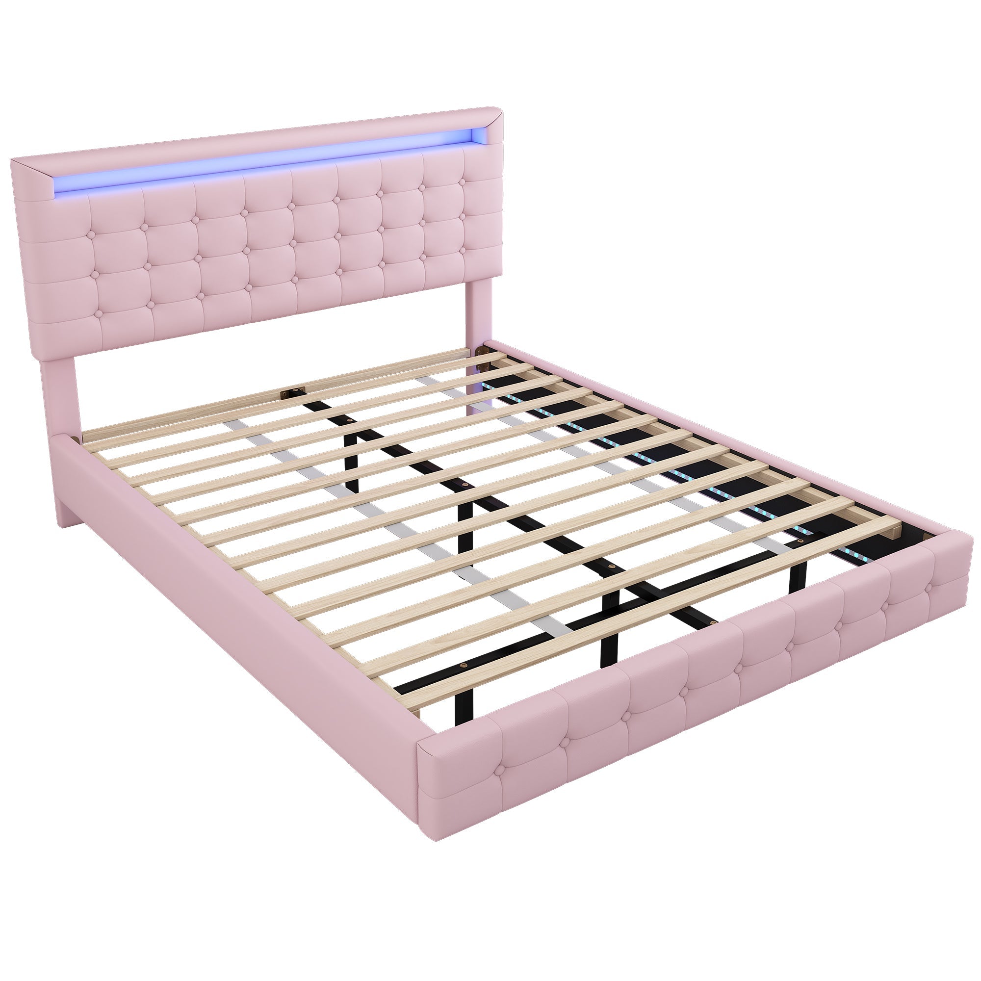 Logidon 140x200 cm flatbed roze LED-licht 24 knoppen afstandsbediening