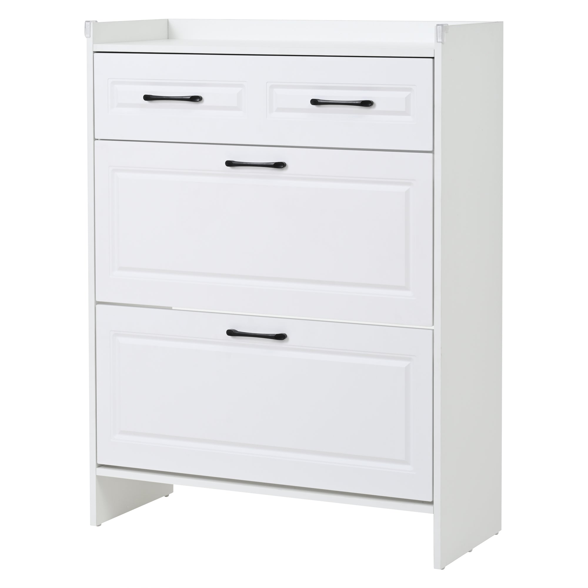 Logidon shoe cabinet white MDF 80 x 34 x 107.5 cm with 4 compartments and 1 drawer
