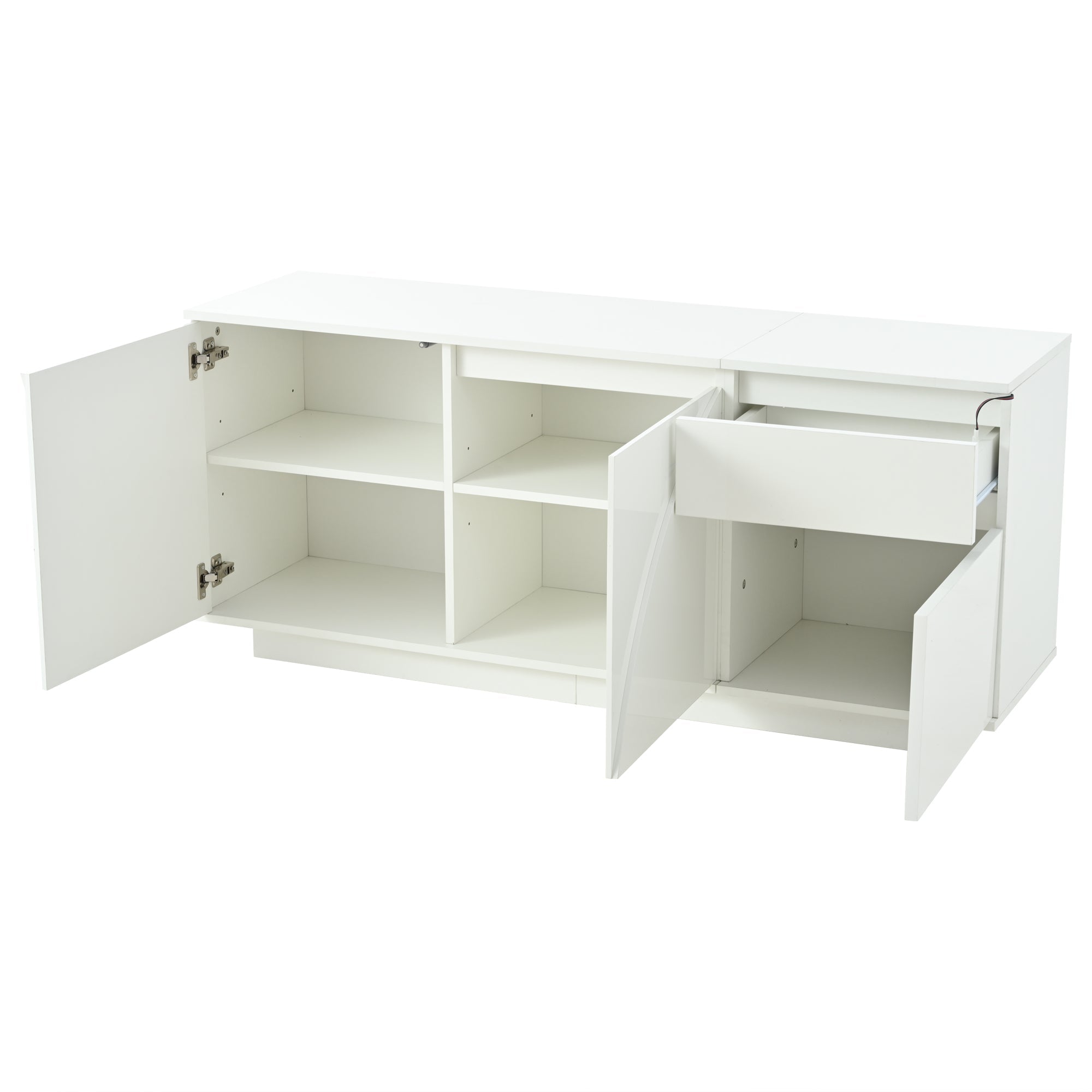 Logidon 140 x 40 x 60 cm hoogglans dressoir wit met LED