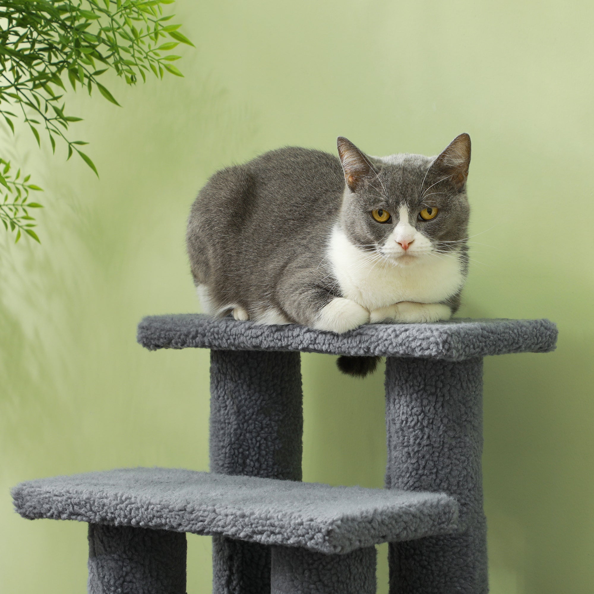 Logidon Kattentrap Hondentrap 4 treden Grijs 63x43x60 cm met pluche