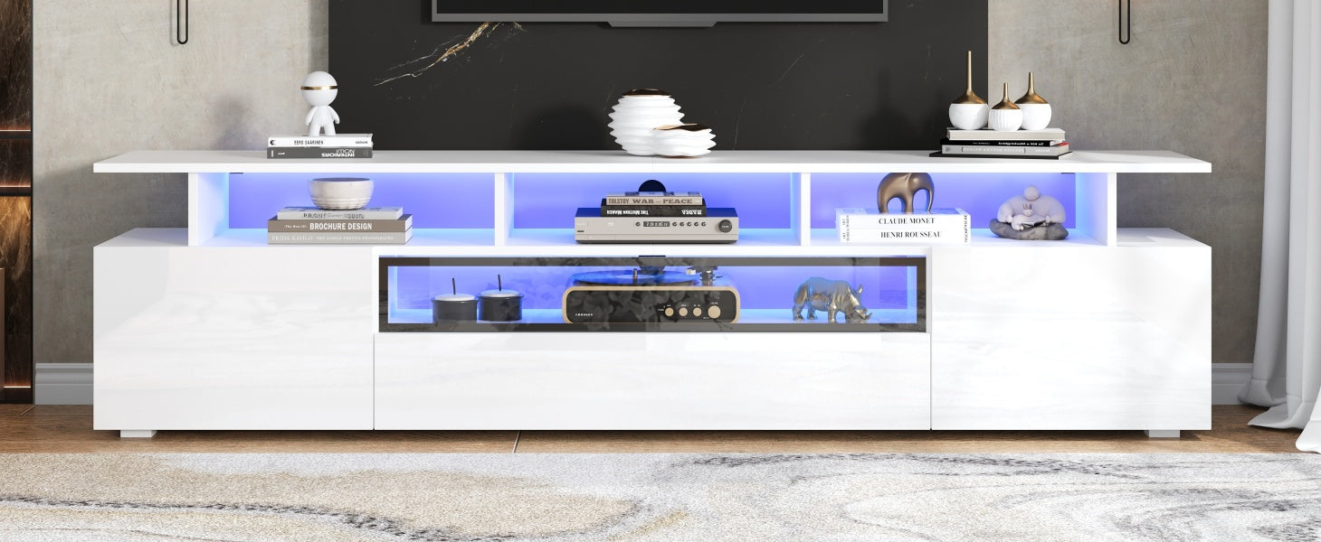 Logidon TV-meubel wit 180x38x45 cm met LED-verlichting 2 deuren 1 lade