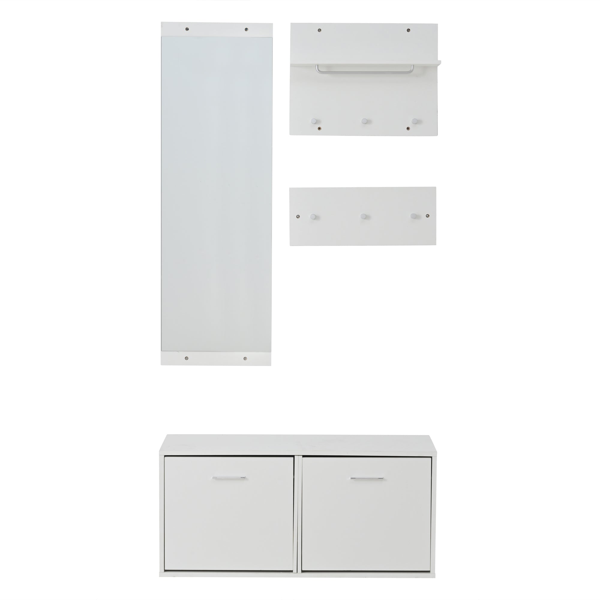 Logidon kledingkastset 4-delige spiegel schoenenkast wit 90x30x41,5 cm