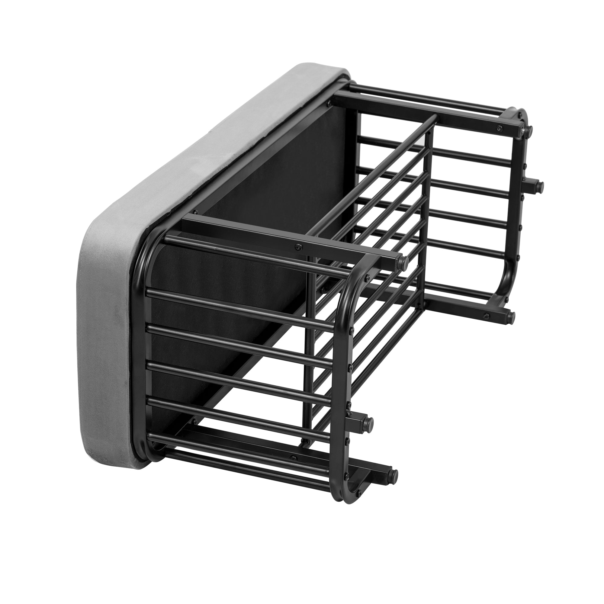 Logidon moderne schoenenbank met fluwelen zitting en grijs metalen frame