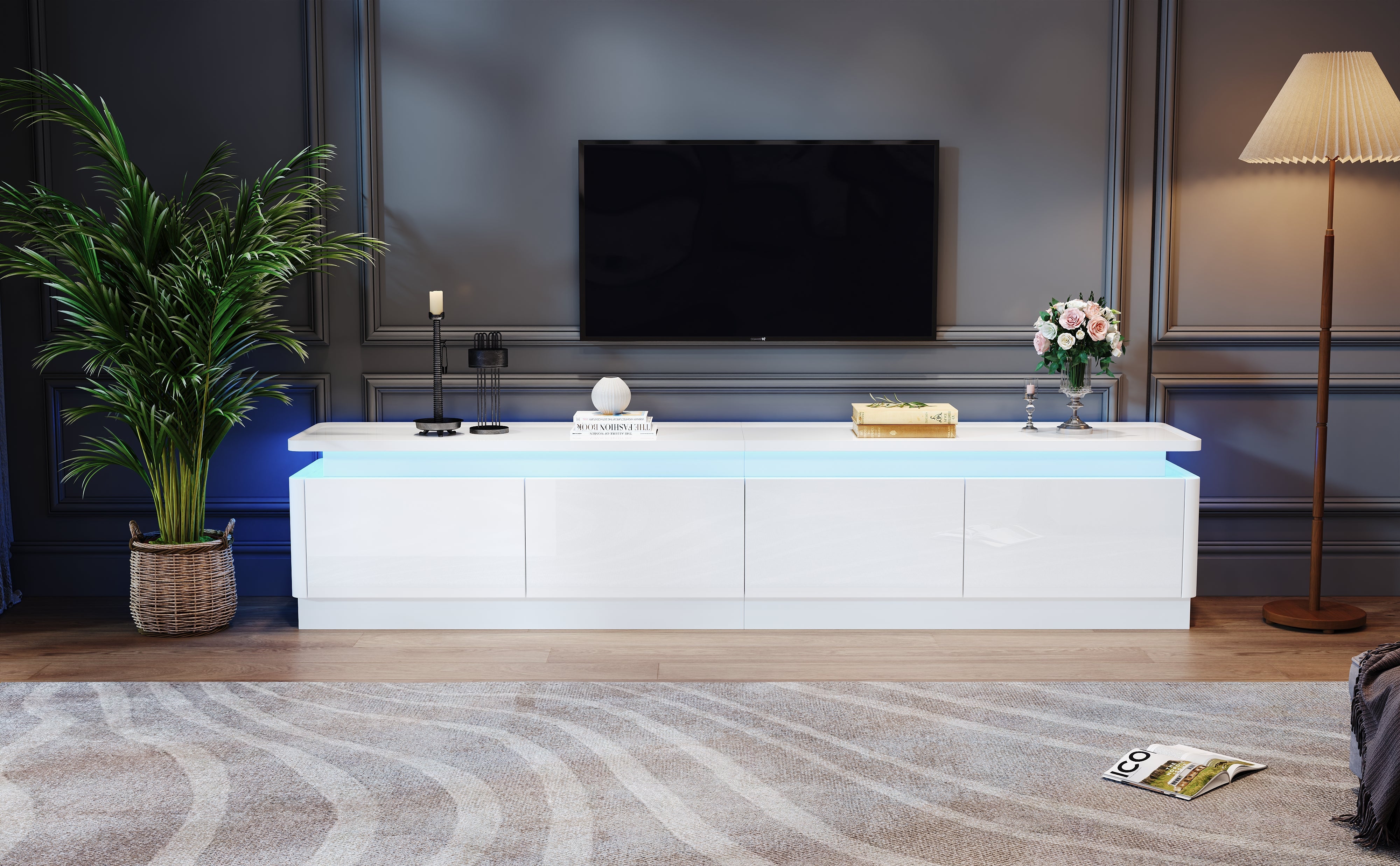 Logidon TV-meubel wit 180x34x40 cm met LED-verlichting 4 lades
