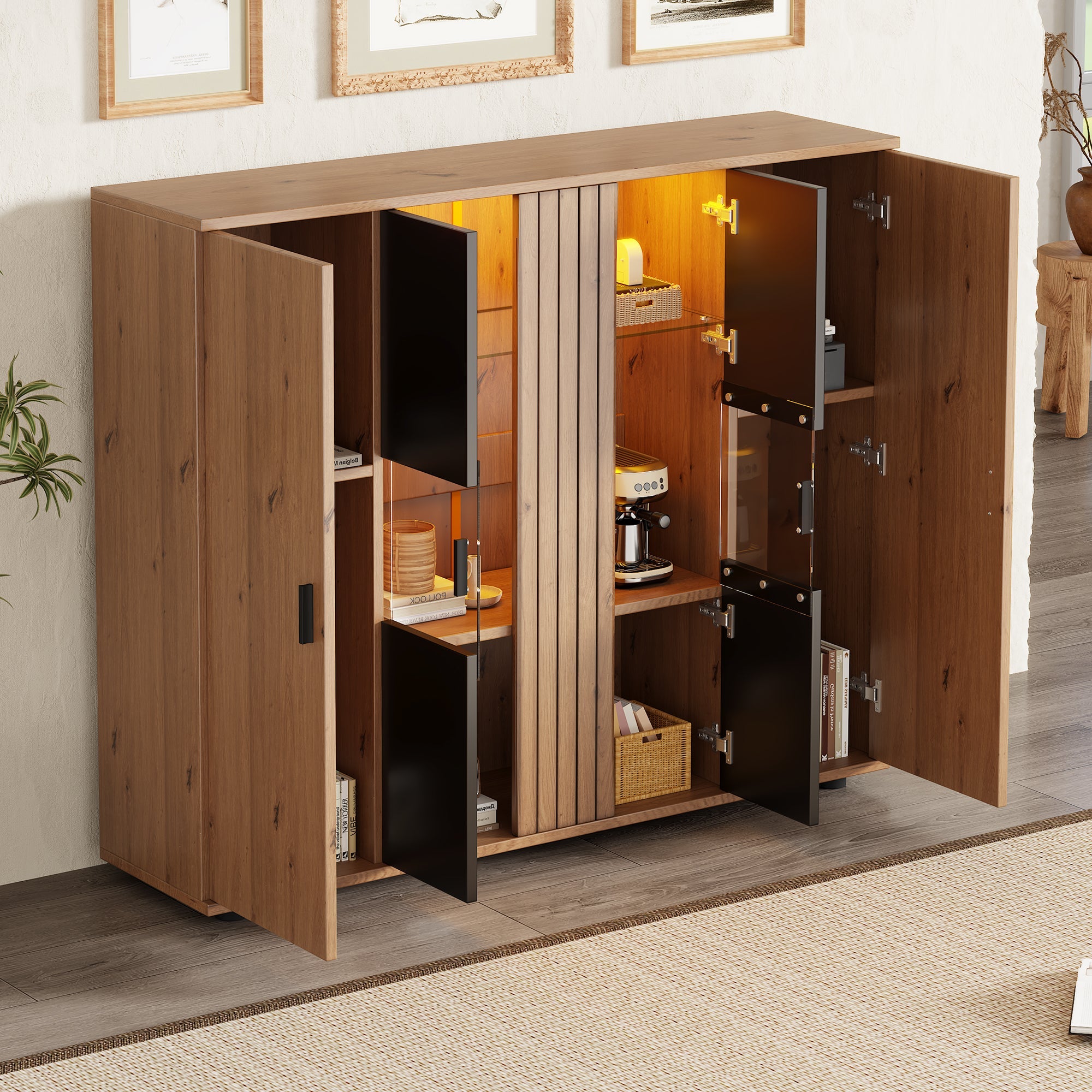 Logidon sideboard 140 x 35 x 113 cm Adjustable dividers 4 doors