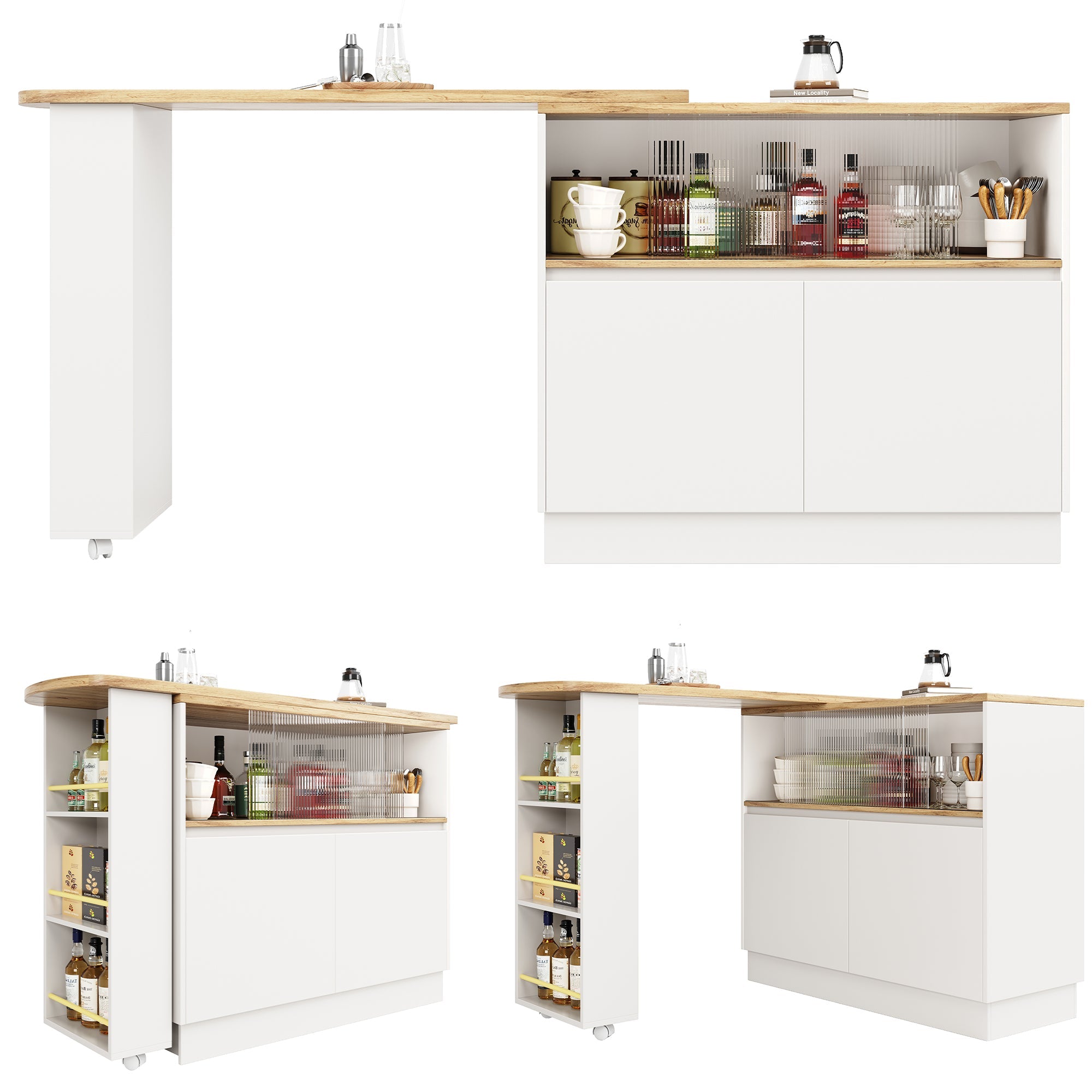 Logidon 360° draaibaar dressoir wit 90×45×100 cm glazen schuifdeur