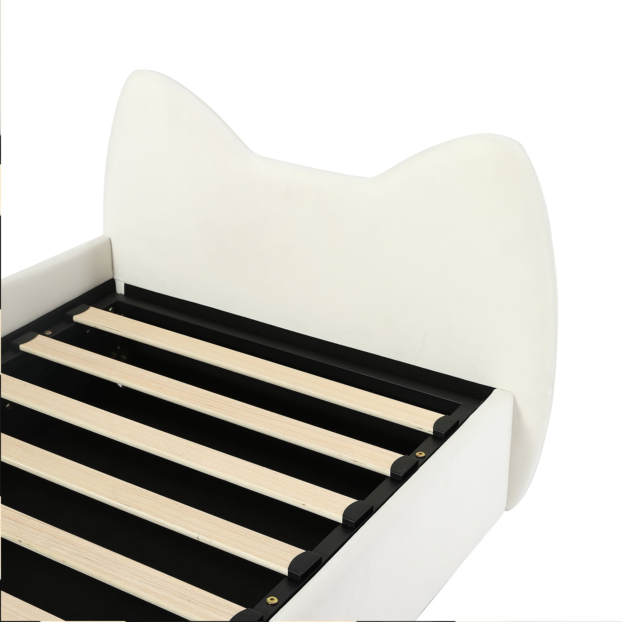 Logidon gestoffeerd kinderbed 90x200 beige kattendesign met opbergruimte