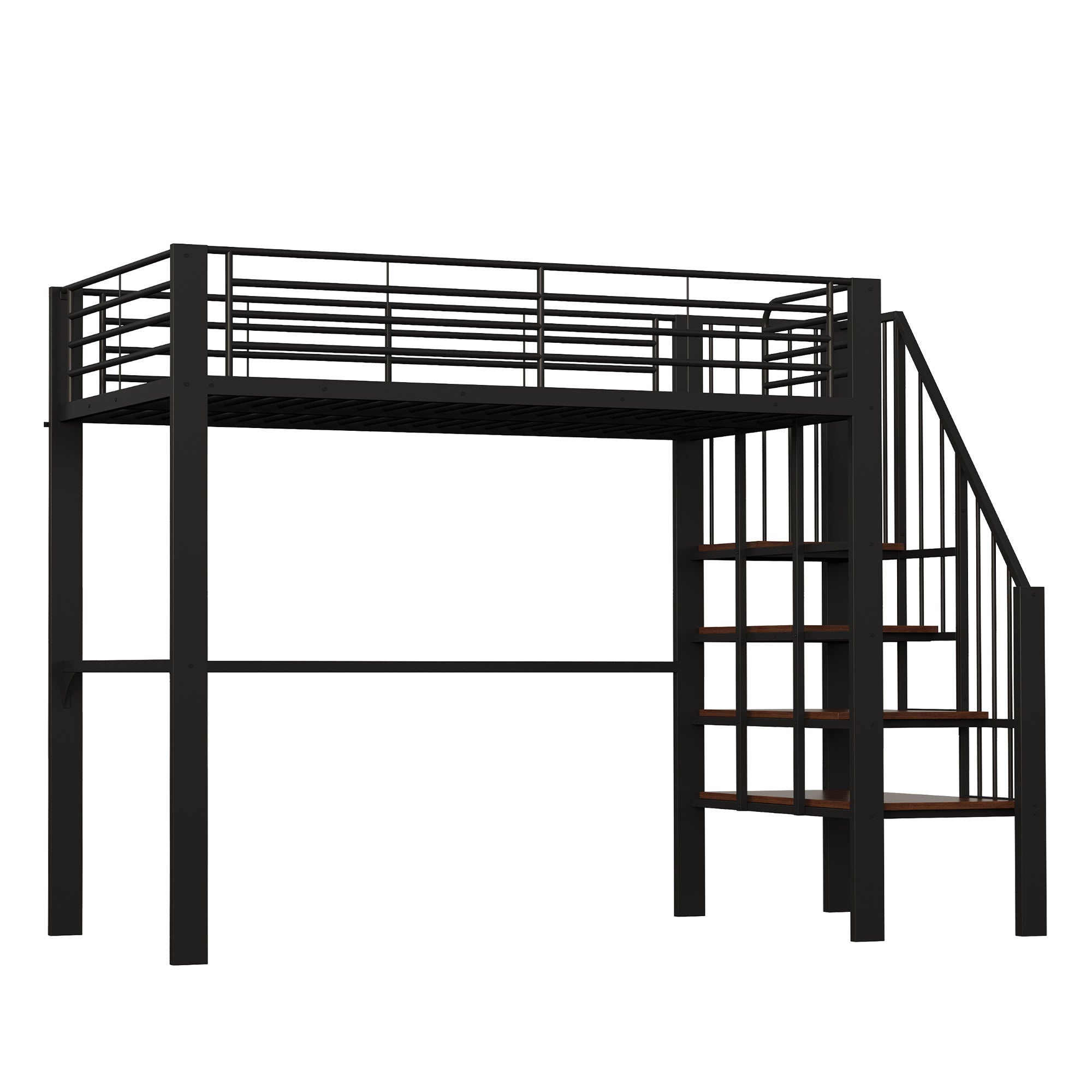 Logidon hoogslaper 90x200 met opbergruimte en trap zwart metaal