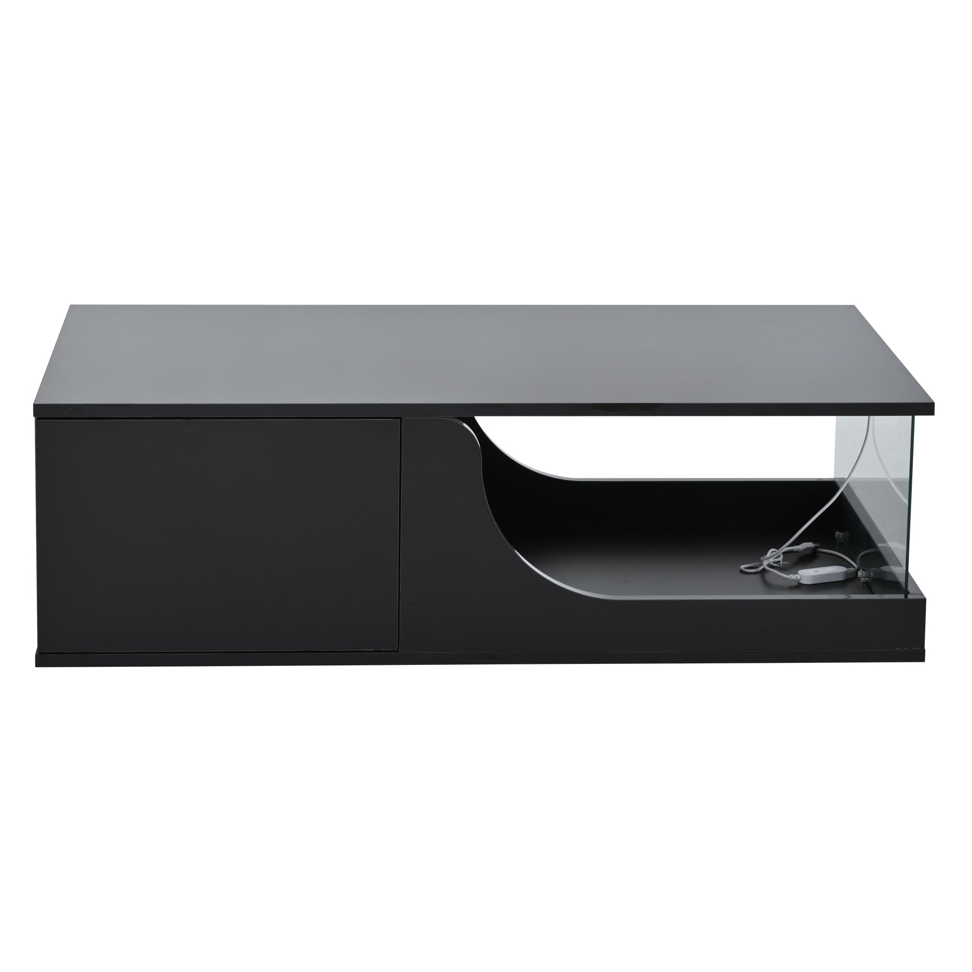 Logidon Zwarte hoogglans salontafel 100x50x30 cm LED-verlichting