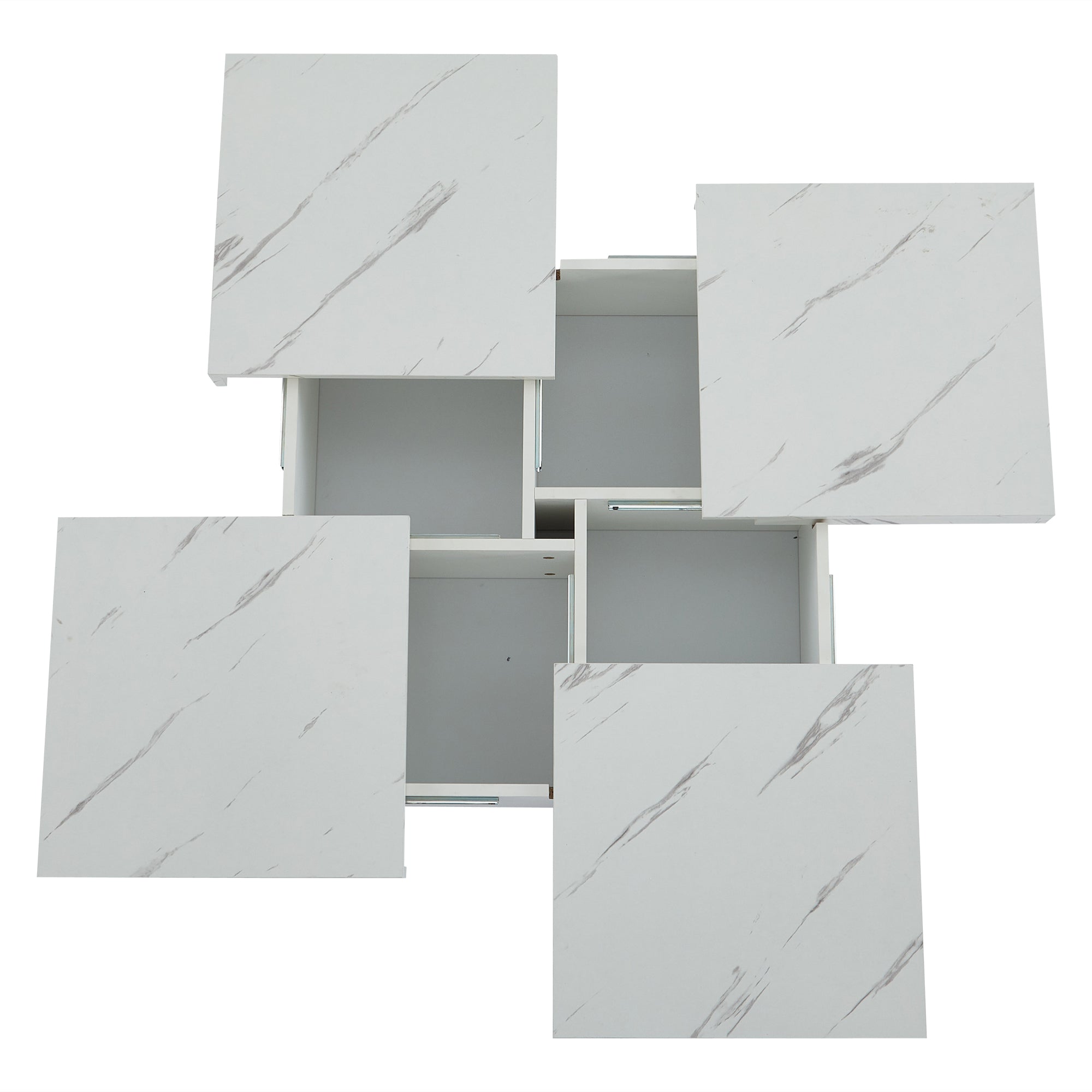 Logidon vierkante salontafel wit marmerlook 90x90x25 cm met lades