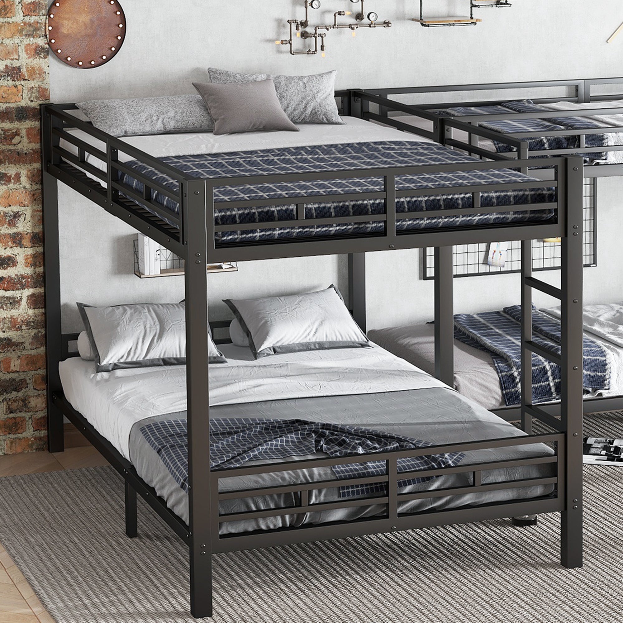 Logidon Stapelbed Metaal Zwart 90x200/140x200 Drietrapsladder