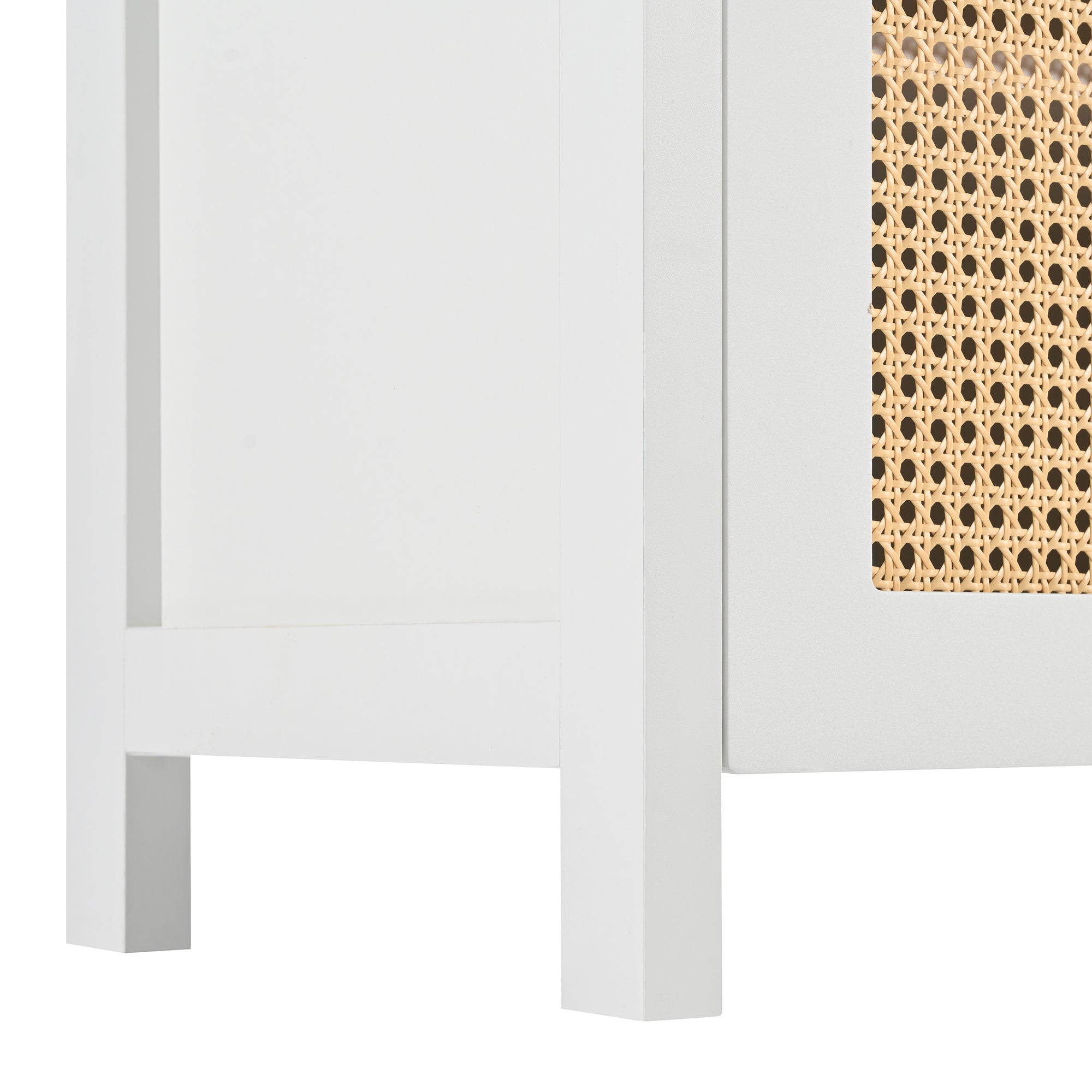 Logidon Modern dressoir 4 rotan deuren wit 145x40x80 cm
