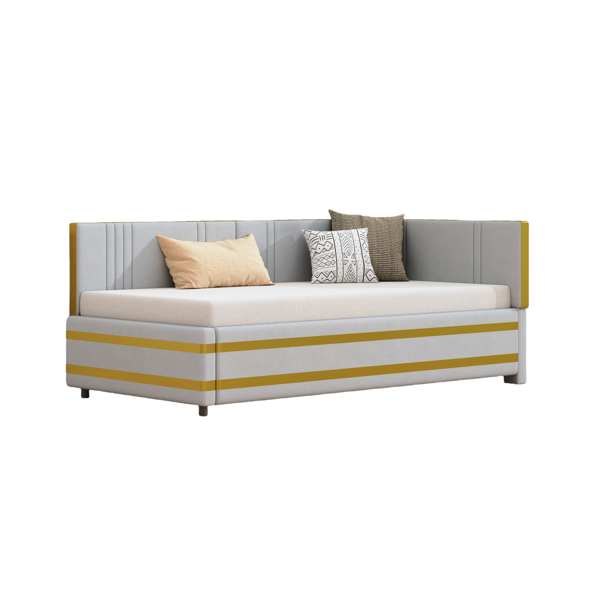 Logidon gestoffeerde slaapbank 90x200 multifunctioneel bed grijze fluwelen stof