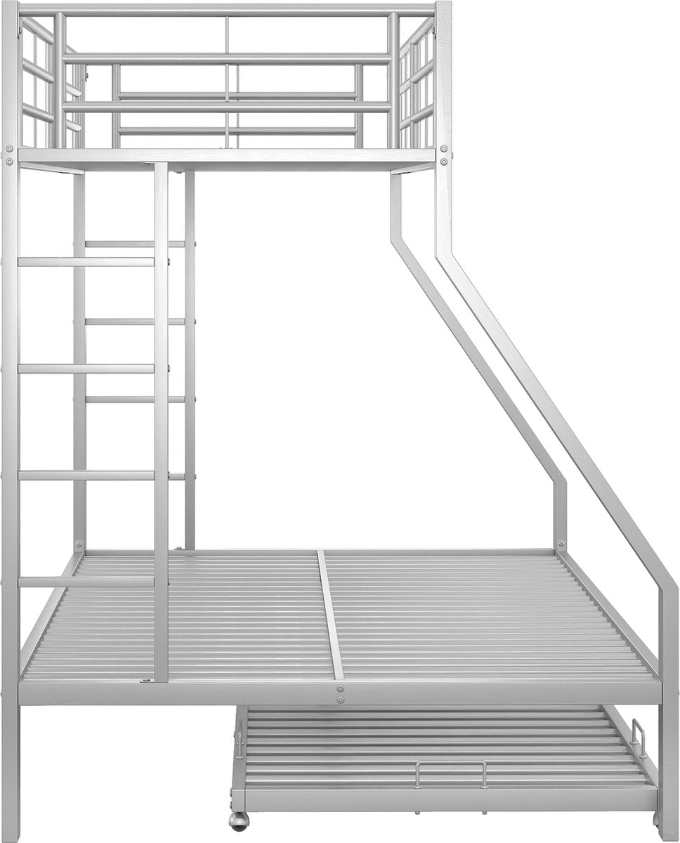Merax Stapelbed voor 3 personen - 3 Persoons Bed met Onderschuifbed - Zilver afbeelding 6