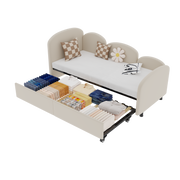 Logidon 2-persoonsbed, gestoffeerd met lades fluweelbeige