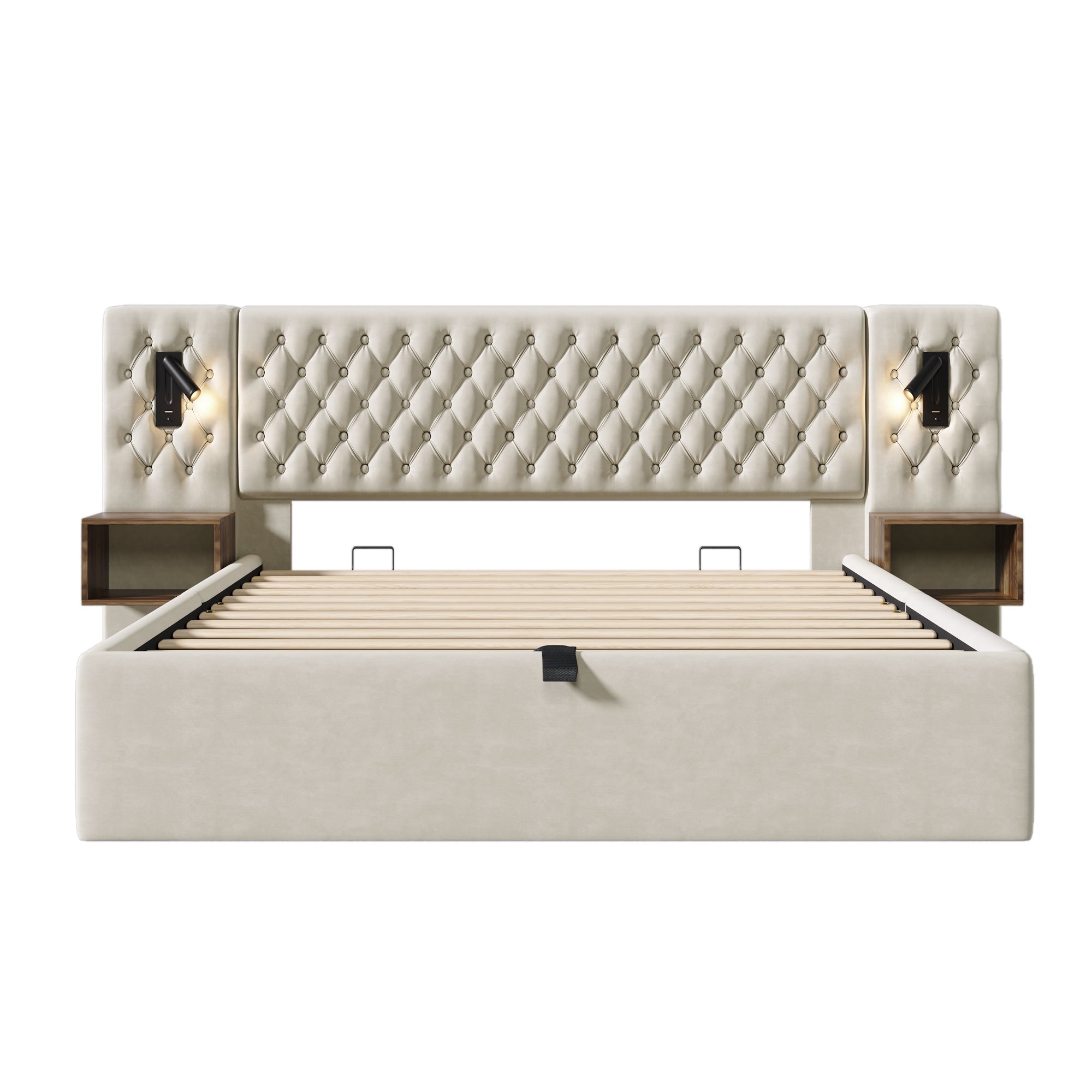 Logidon bedsysteem beige 160x200 cm hydraulisch opbergmatras