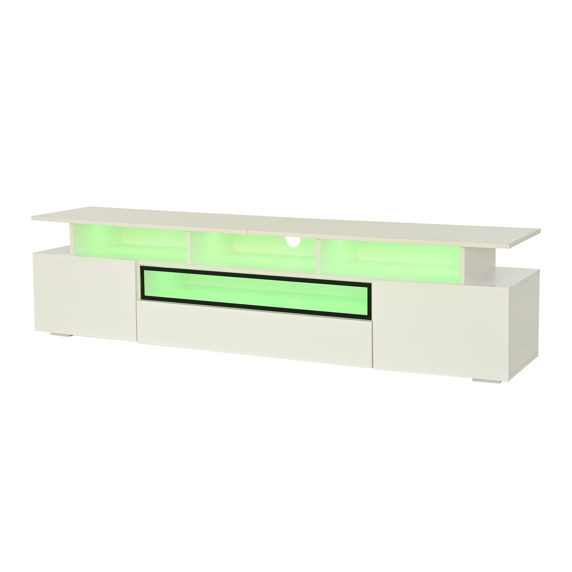 Logidon TV-meubel wit 180x38x45 cm met LED-verlichting 2 deuren 1 lade