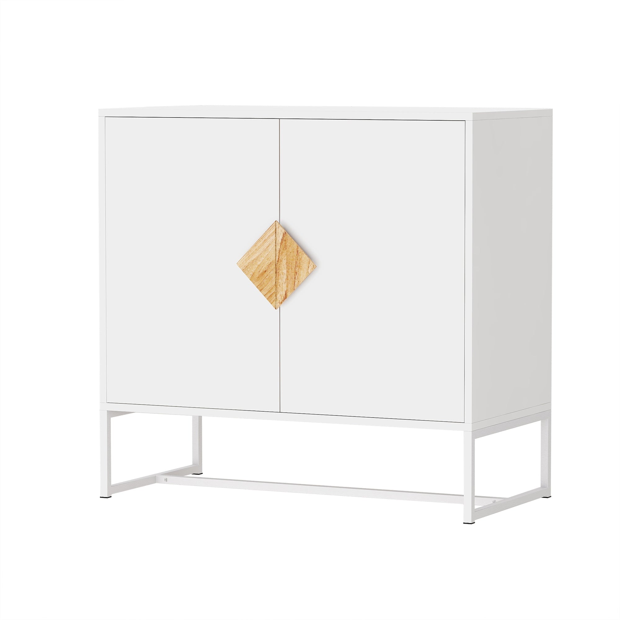 Logidon Wit Dressoir MDF 2 Deuren met Vierkante Handgrepen 80x40x75 cm