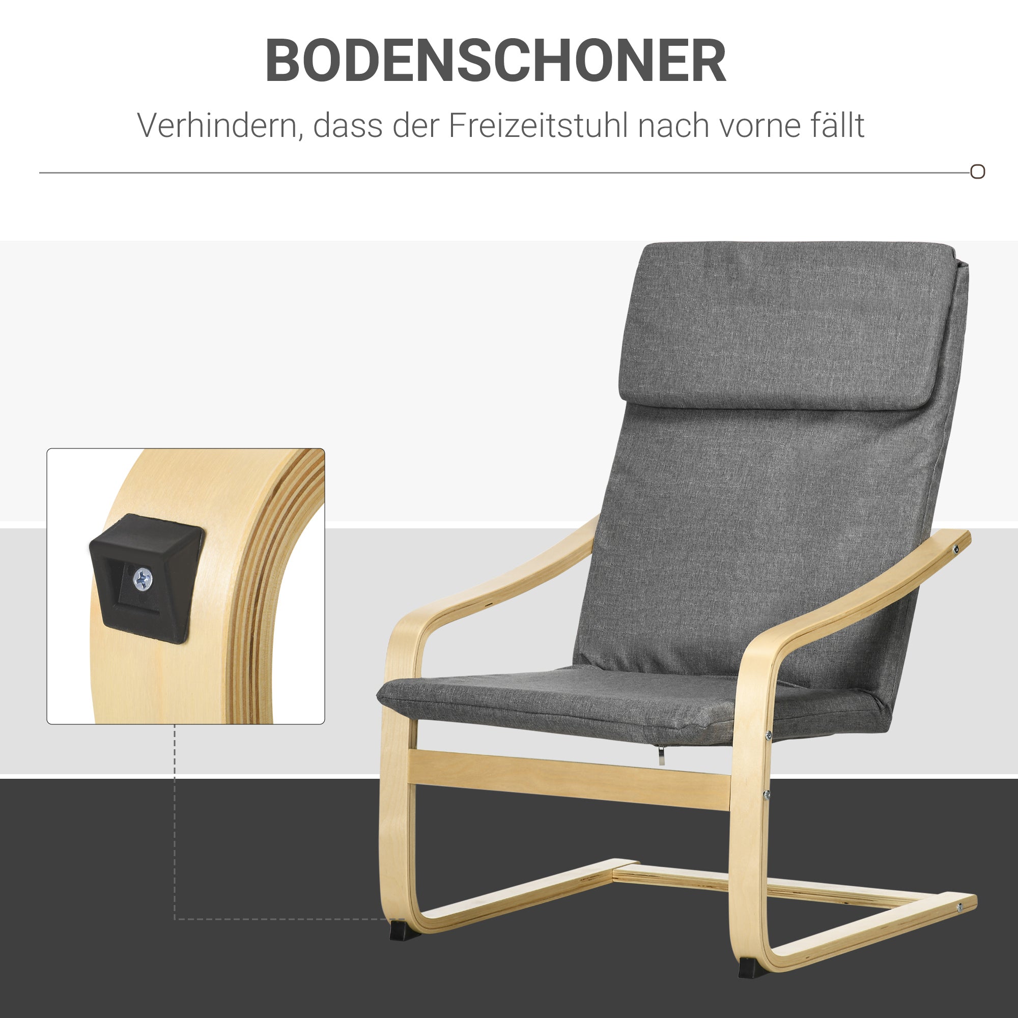 Logidon relaxstoel donkergrijs linnenlook met kussen 66,5x80x99 cm