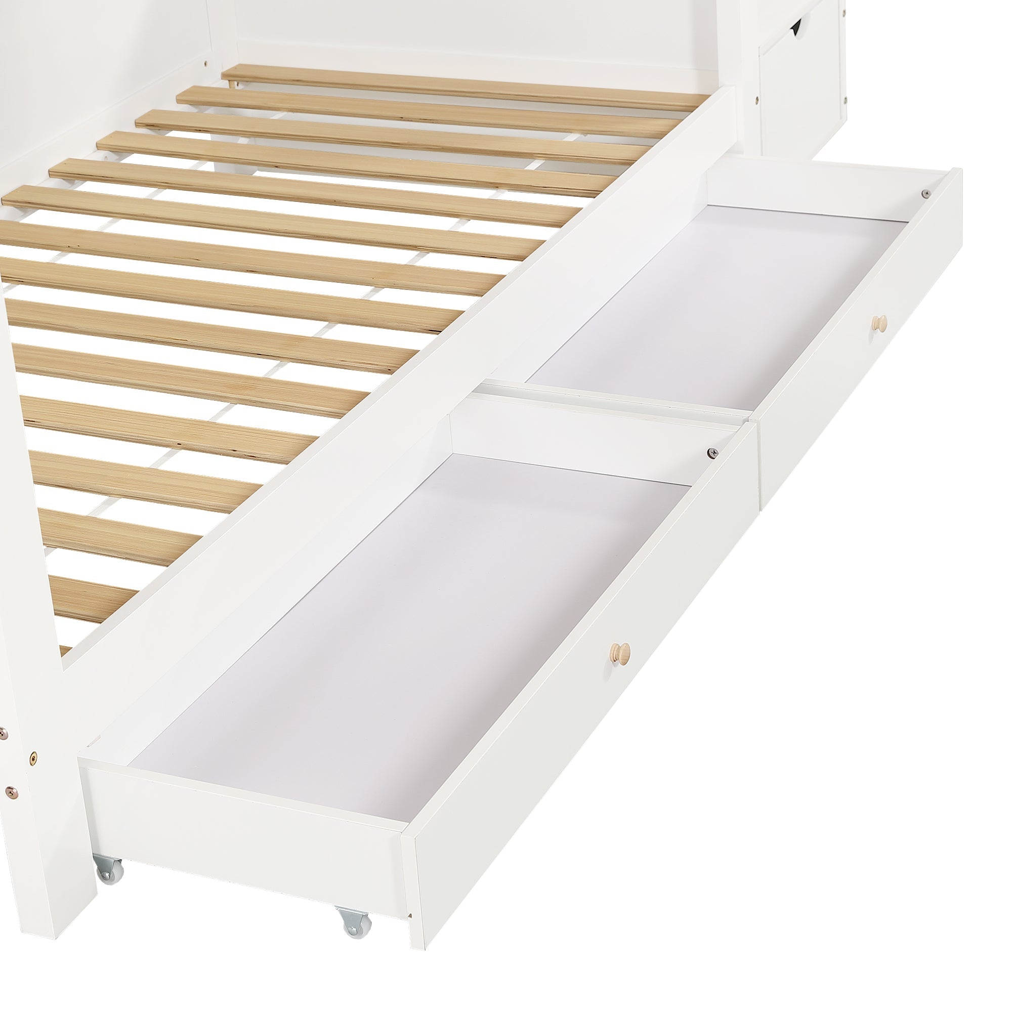 Logidon stapelbed 90x200 cm wit-naturel met trapkast