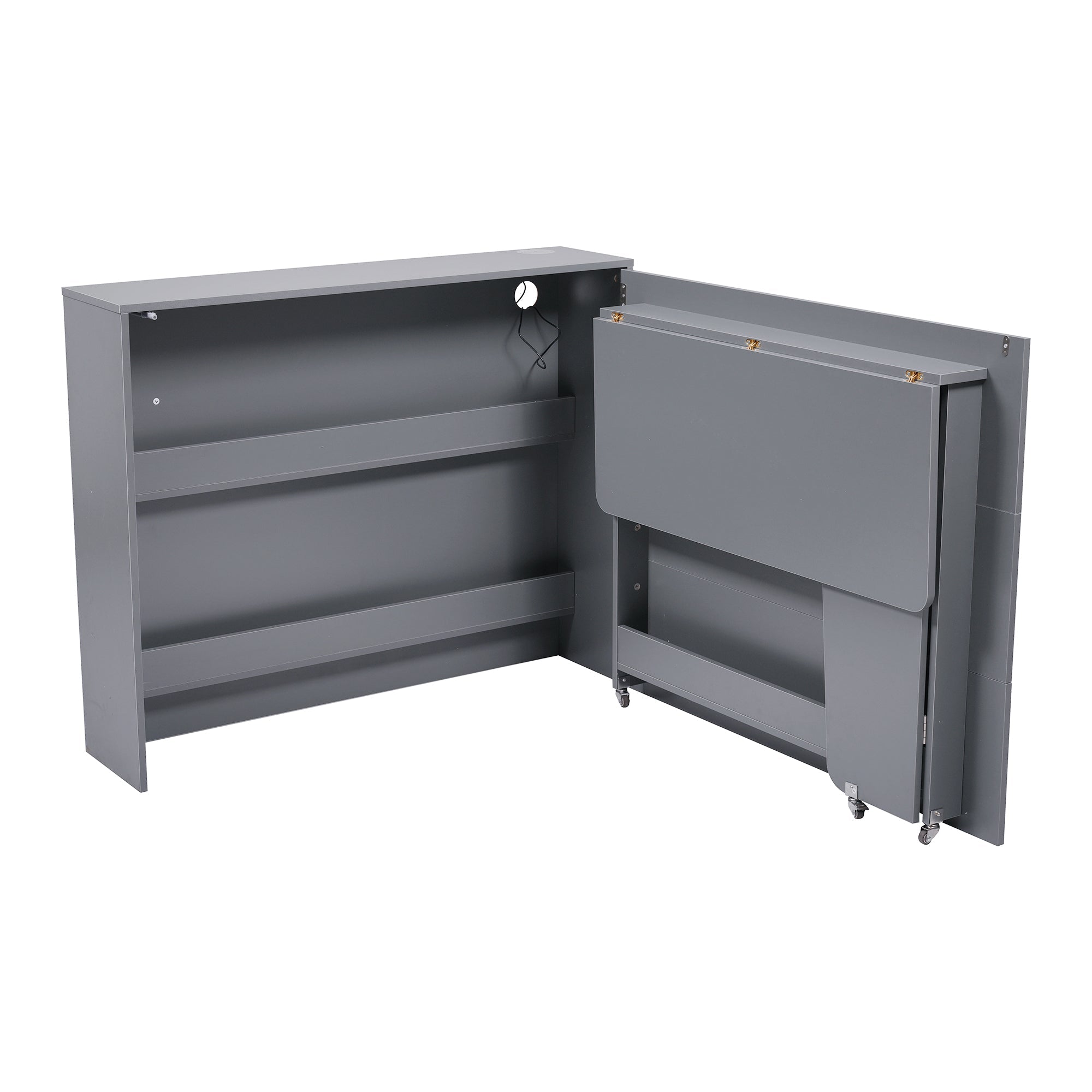 Logidon Opvouwbaar Bureau met Wielen en Draadloze Oplader 2in1 Grijs