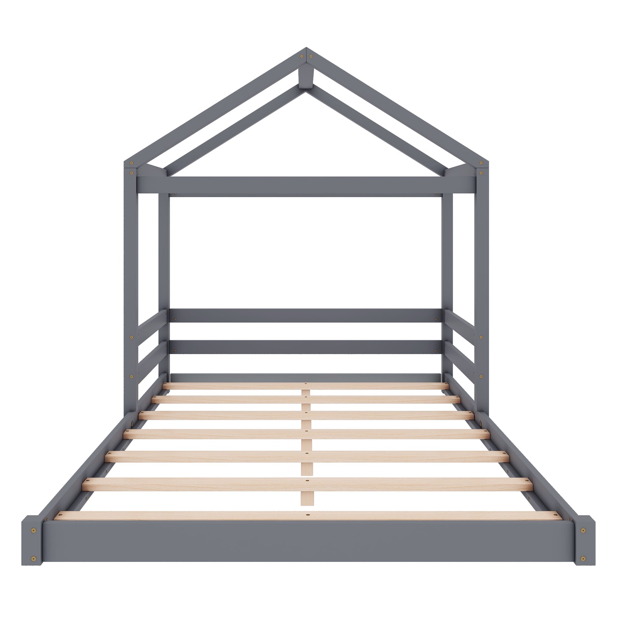 Logidon huisbed 140x200 grijs gemaakt van grenenhout met lattenbodem