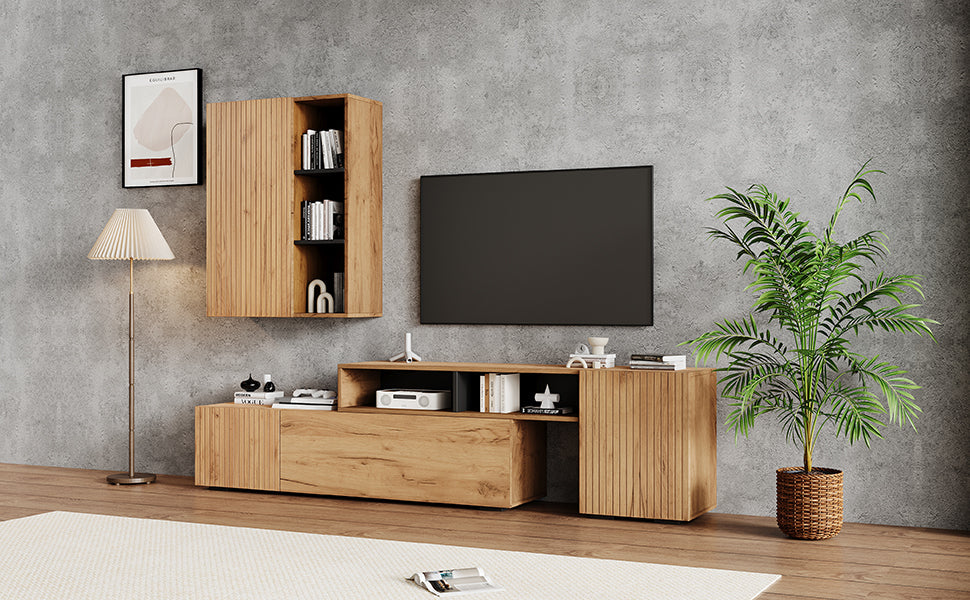Logidon TV wall unit set display case two parts up to 265 cm oak black