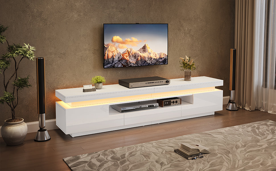 Logidon wit hoogglans LED lowboard 175x38x45 cm met 2 kasten