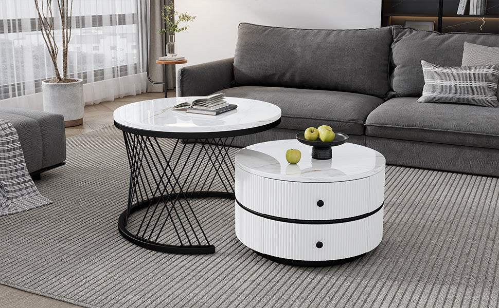 Logidon Elegant Nest salontafelset wit, 2-delig, 60x60/50x50