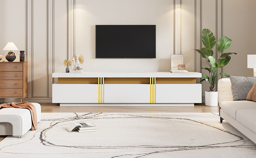 Logidon TV-meubel 200 cm marmerlook drie lades kabelmanagement