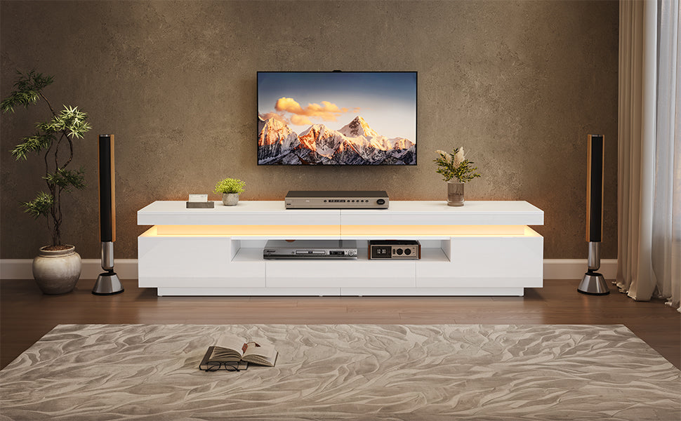 Logidon wit hoogglans LED lowboard 175x38x45 cm met 2 kasten