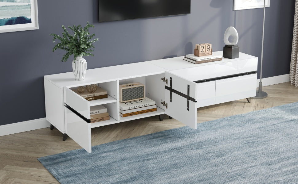 Logidon TV-meubel 180x40x49 cm wit hoogglans 4 kasten