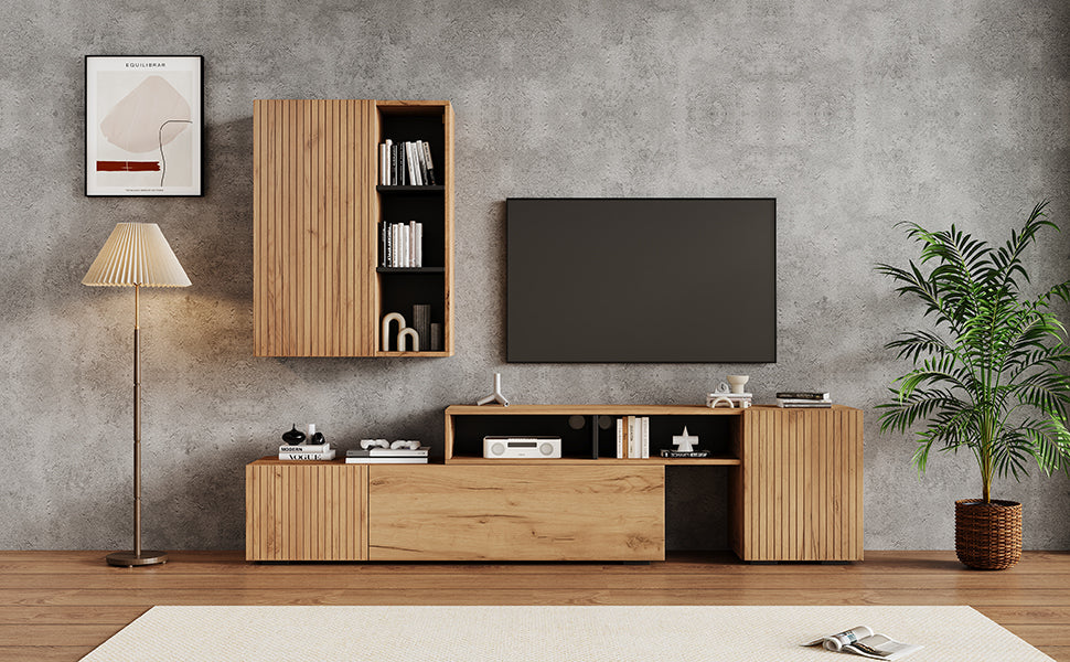 Logidon TV wall unit set display case two parts up to 265 cm oak black
