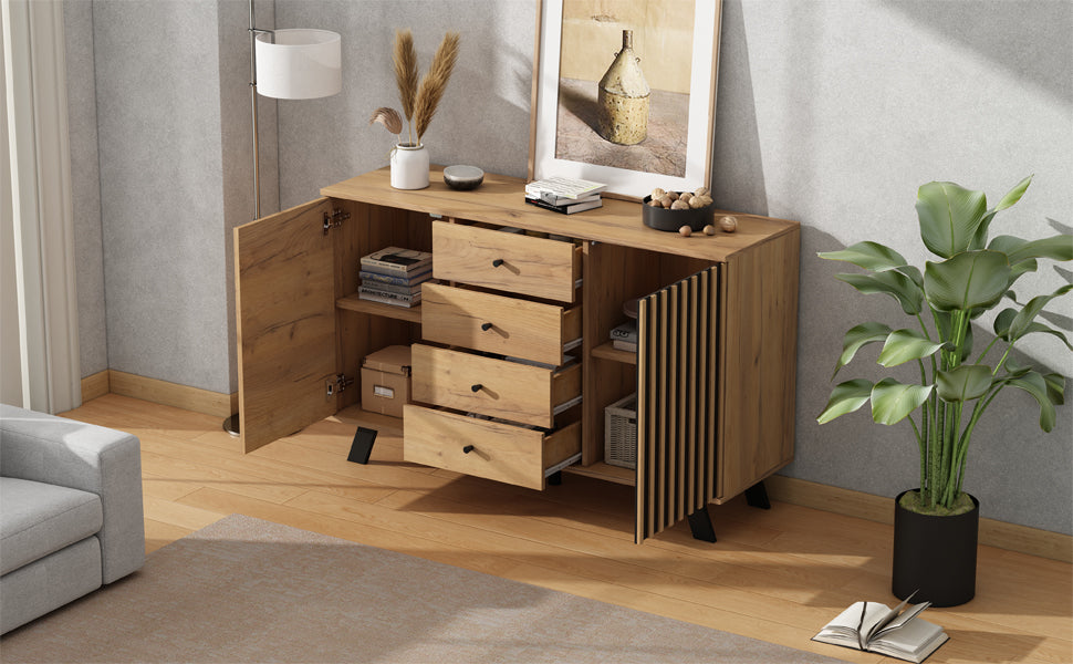 Logidon sideboard 120x38x75cm 4 drawers 2 doors hollow design