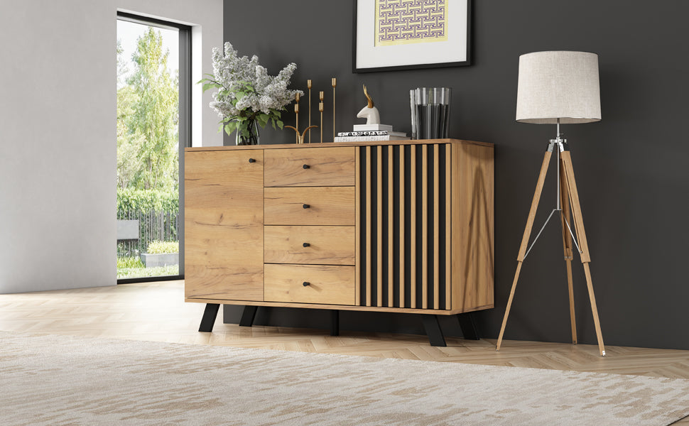 Logidon sideboard 120x38x75cm 4 drawers 2 doors hollow design
