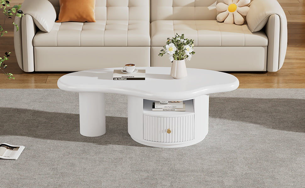 Logidon onregelmatige salontafel in wolkvorm 110x60cm wit