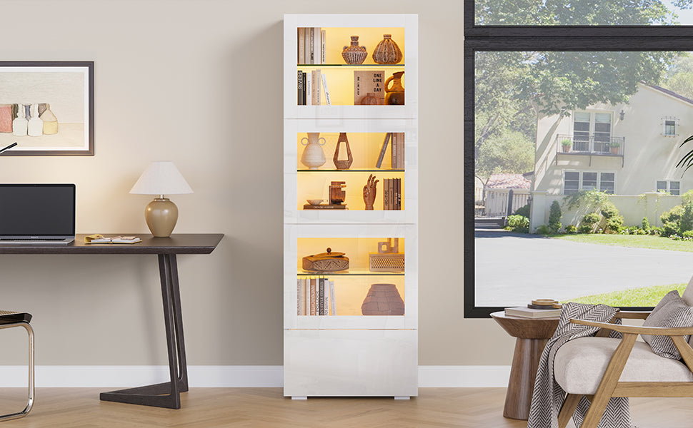 Logidon vitrine 60x40x173 cm wit hoogglans LED verlichting